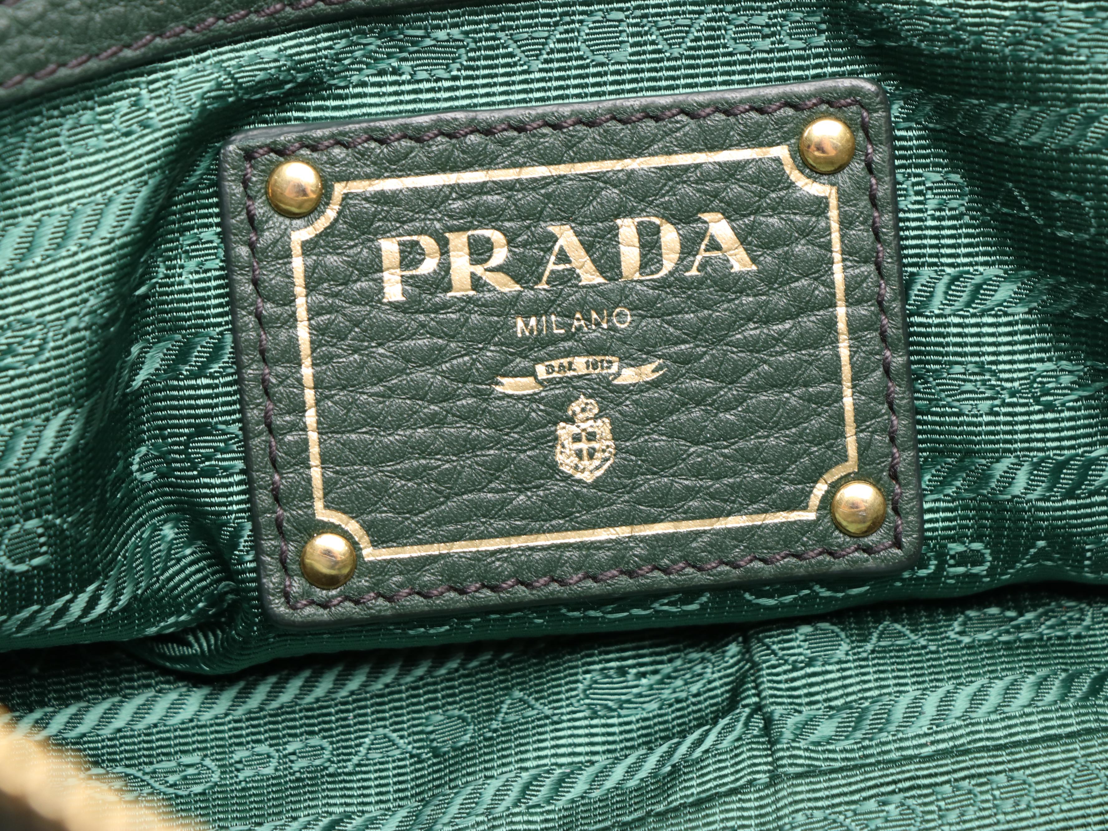 Prada Two-Way Satchel in Forest Green Vitello Daino Leather