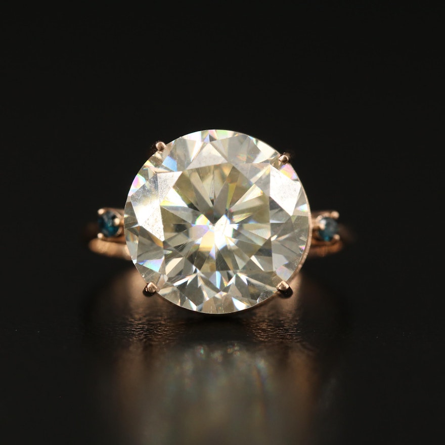 14K Moissanite and Diamond Ring