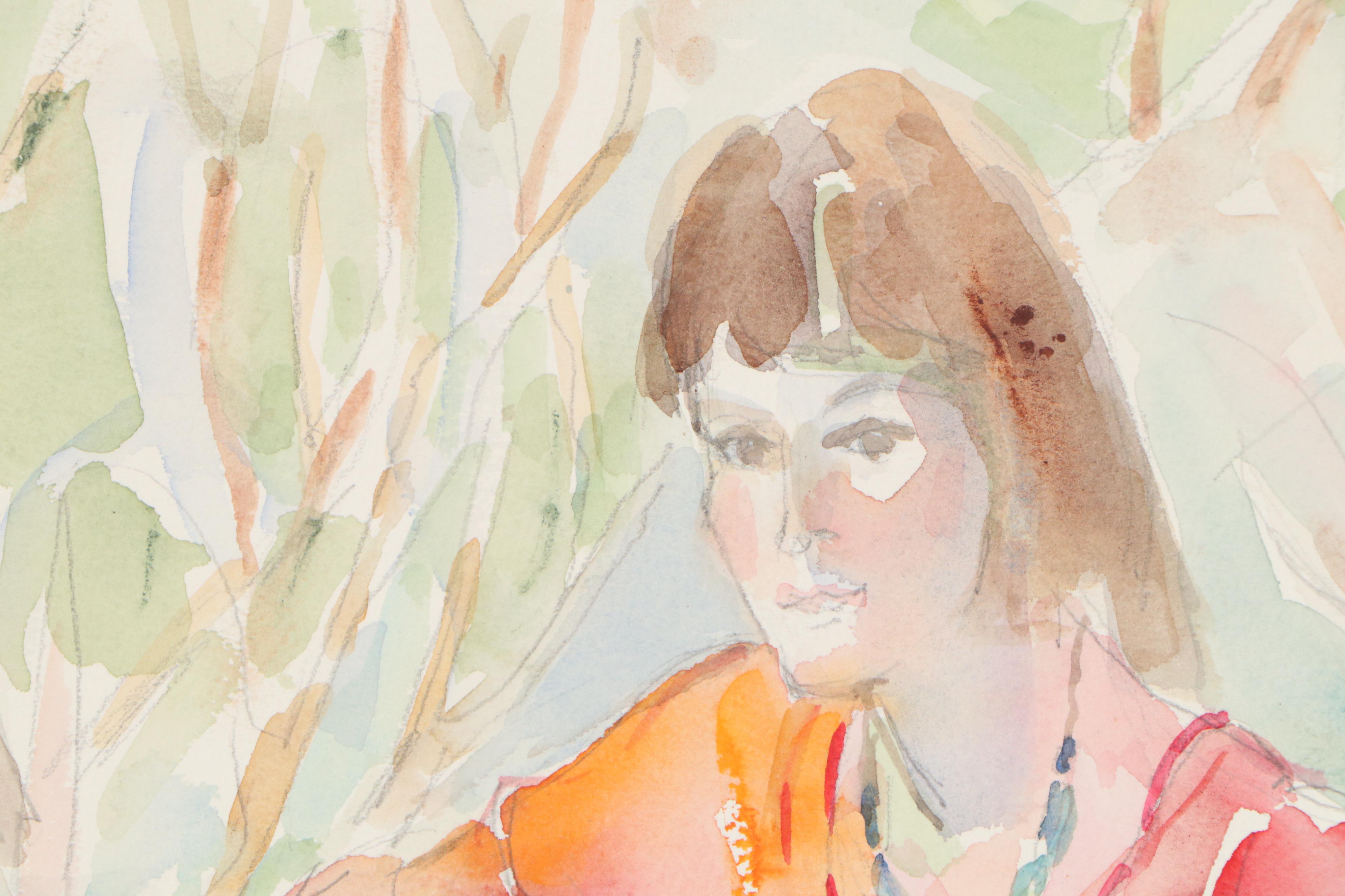 Yolanda Fusco Watercolor Painting of Seated Woman