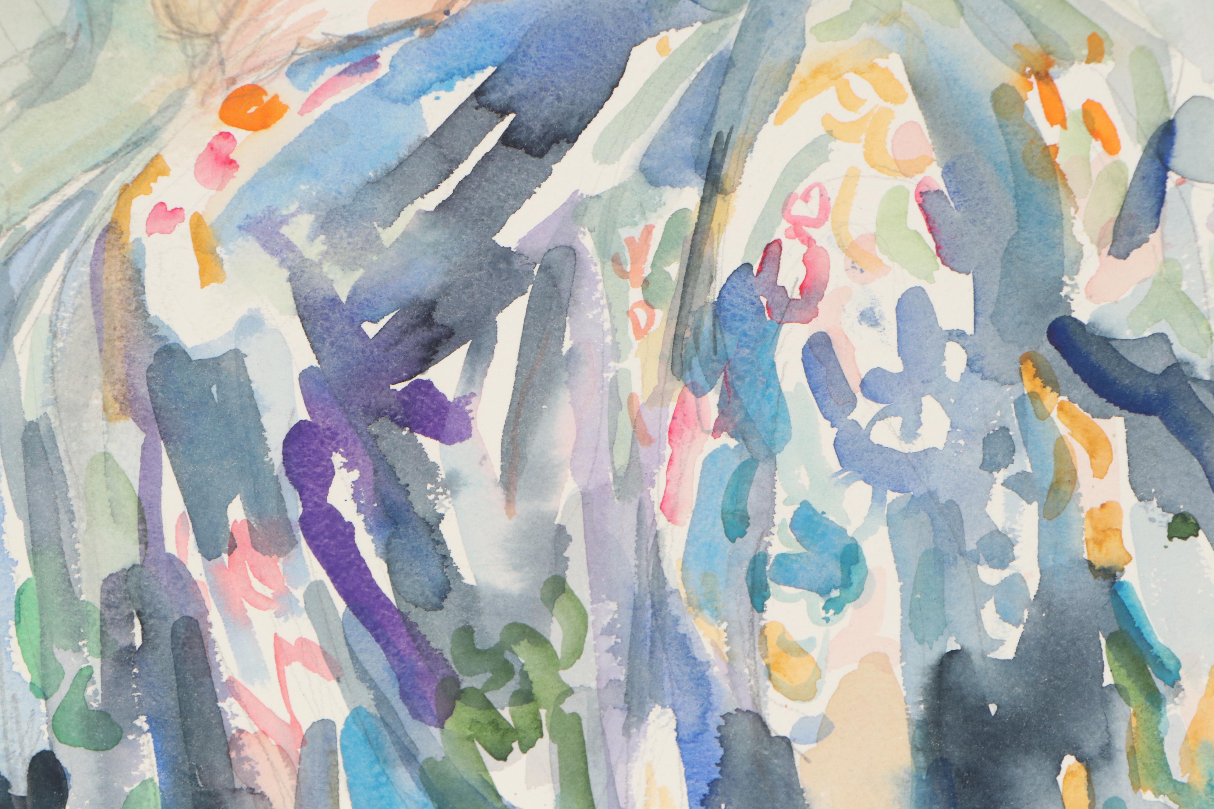 Yolanda Fusco Watercolor Painting of Seated Woman