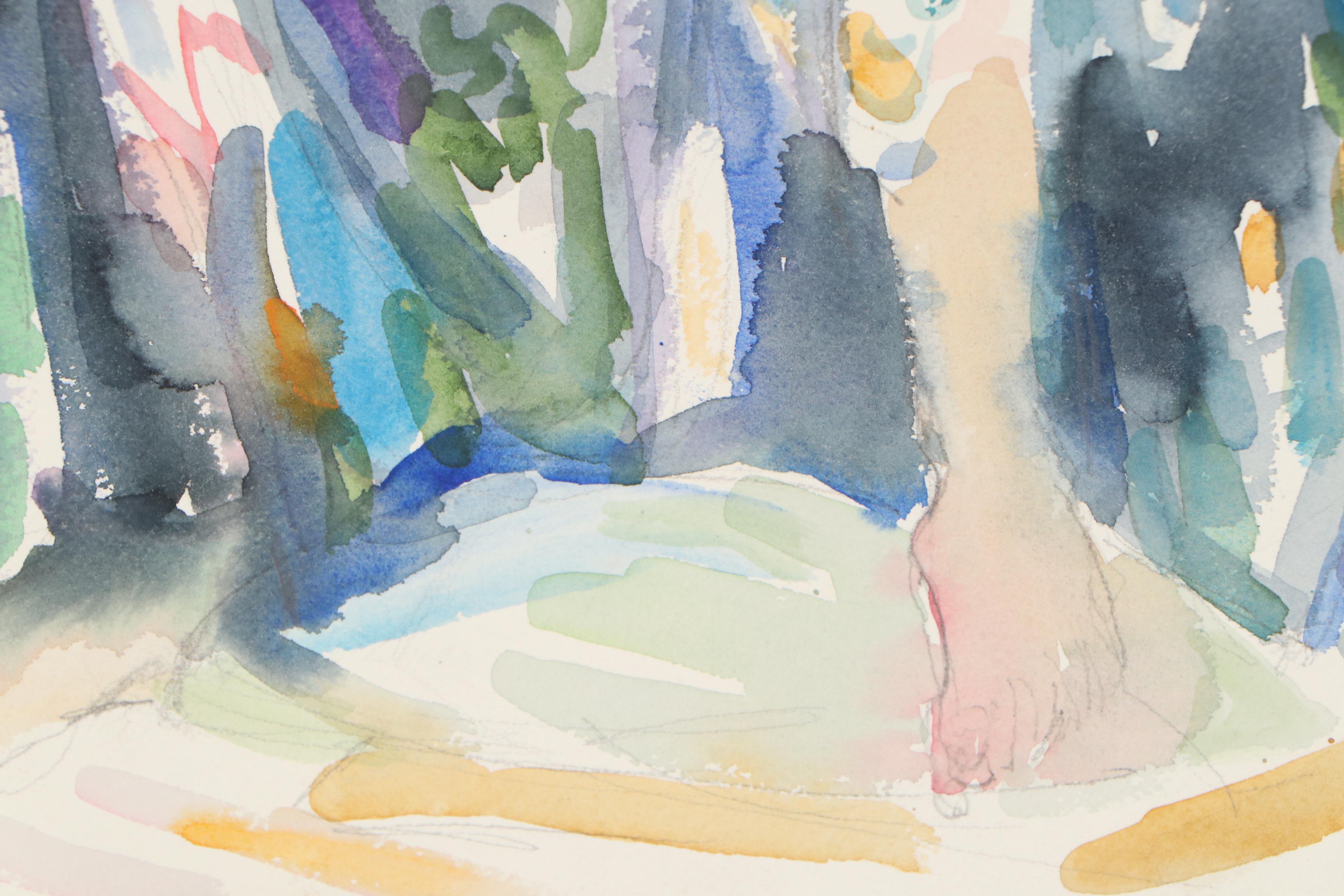 Yolanda Fusco Watercolor Painting of Seated Woman