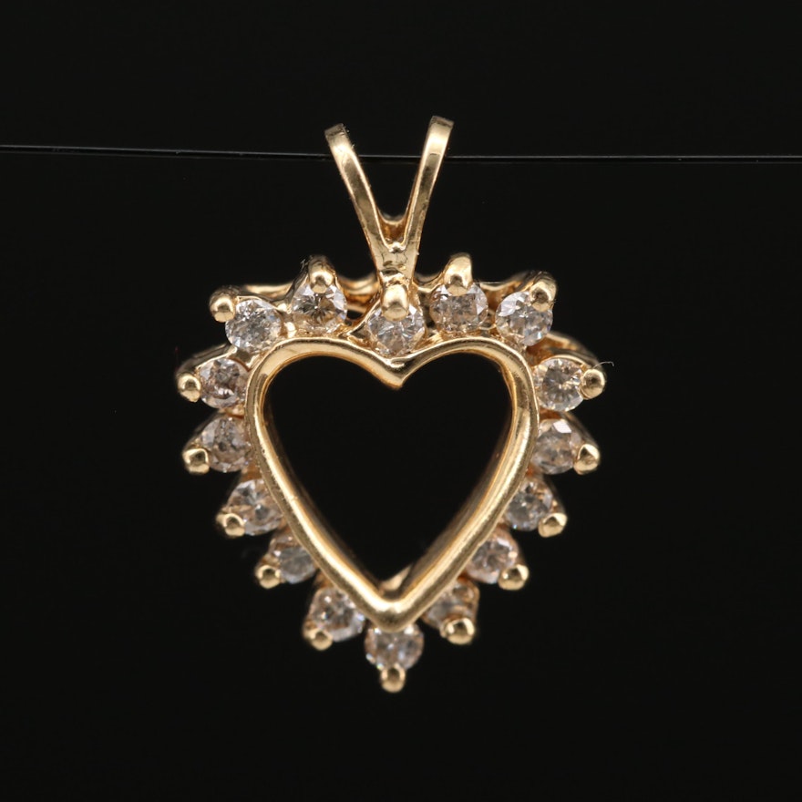 14K Diamond Heart Pendant