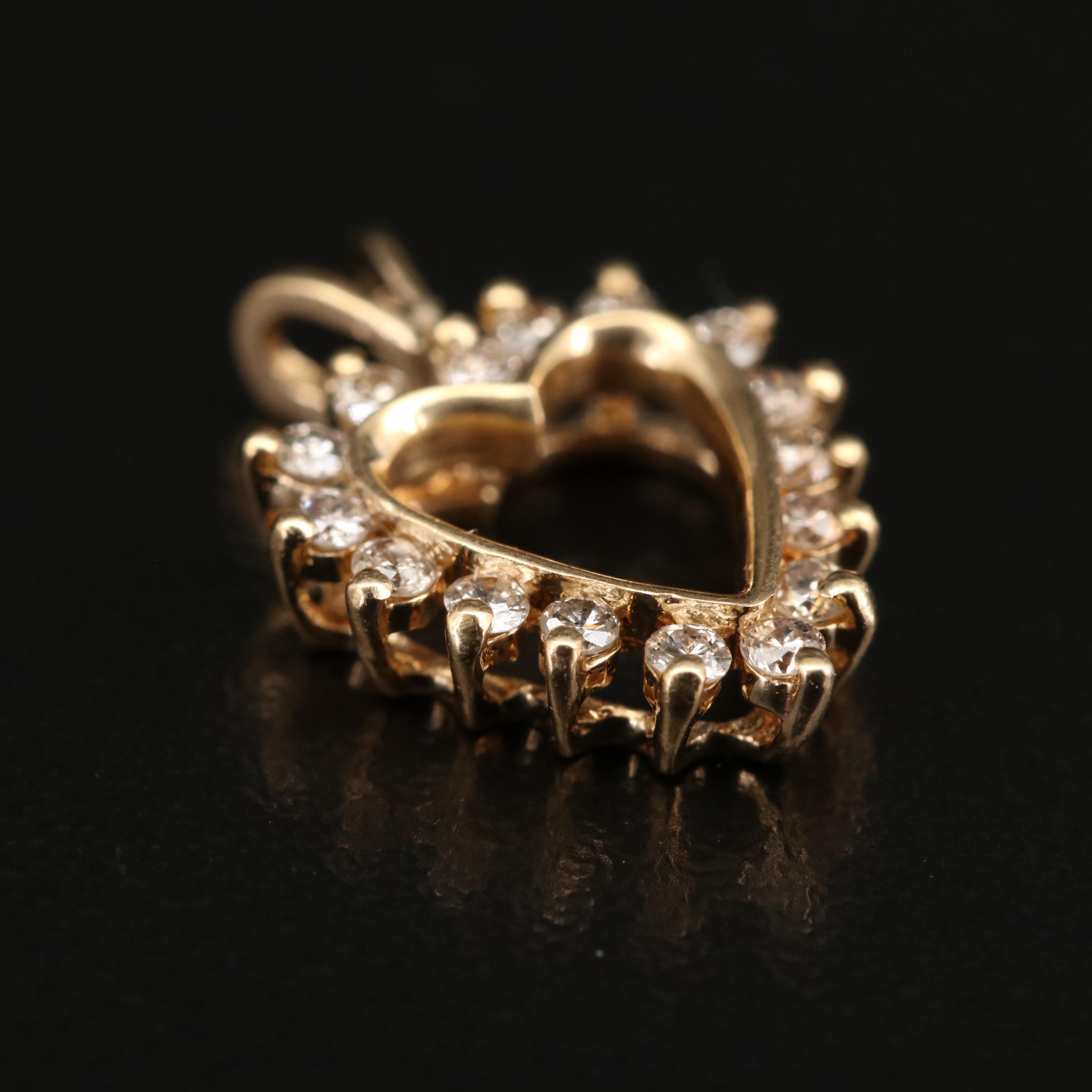 14K Diamond Heart Pendant
