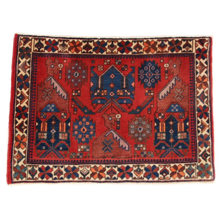 1'11 x 2'8 Hand-Knotted Persian Afshar Rug, 1970s