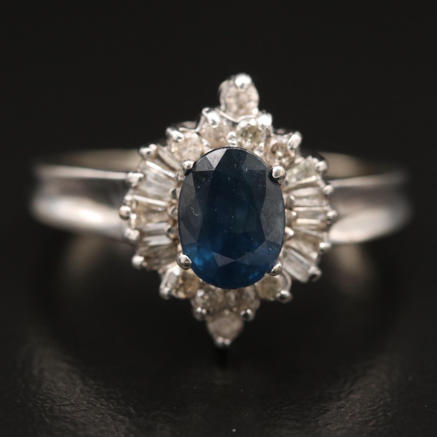 14K 1.22 CT Sapphire and Diamond Ring