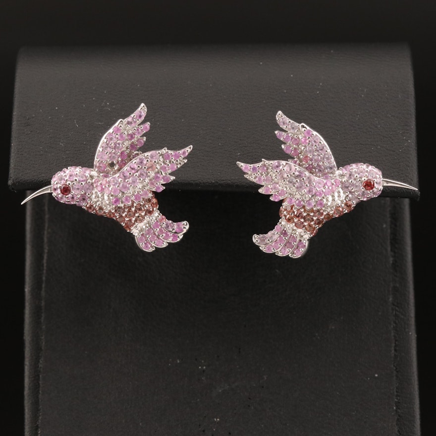 Sterling Sapphire Hummingbird Earrings