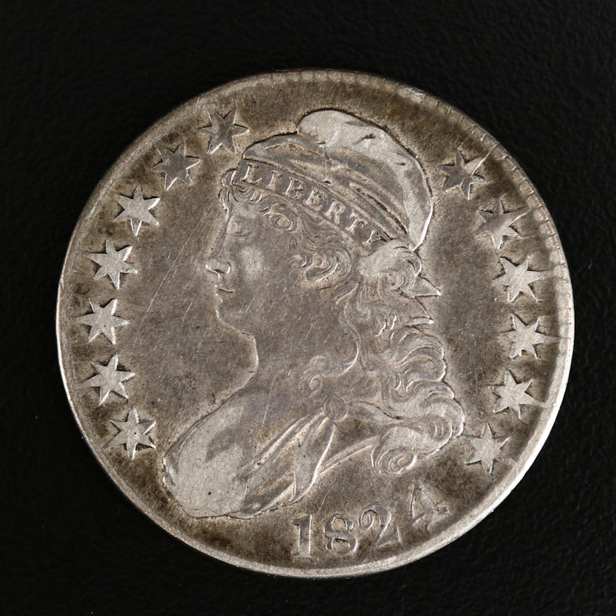 1824 over 4 Capped Bust Silver Half Dollar