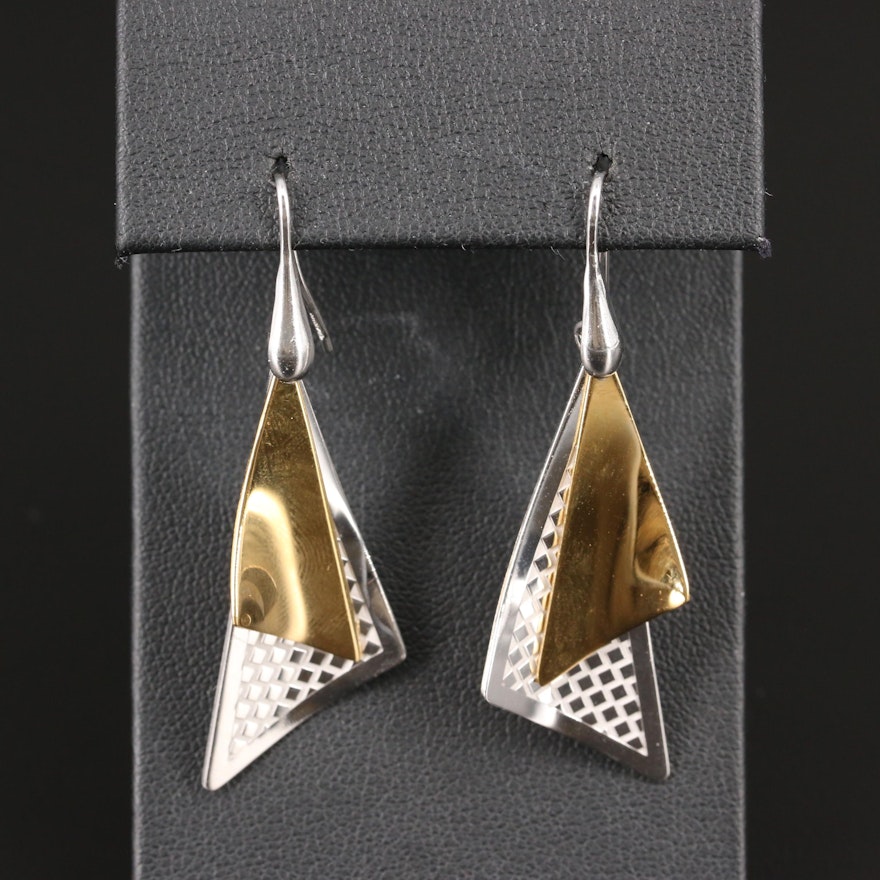 Frederic Duclos Sterling Silver Triangular Dangle Earrings