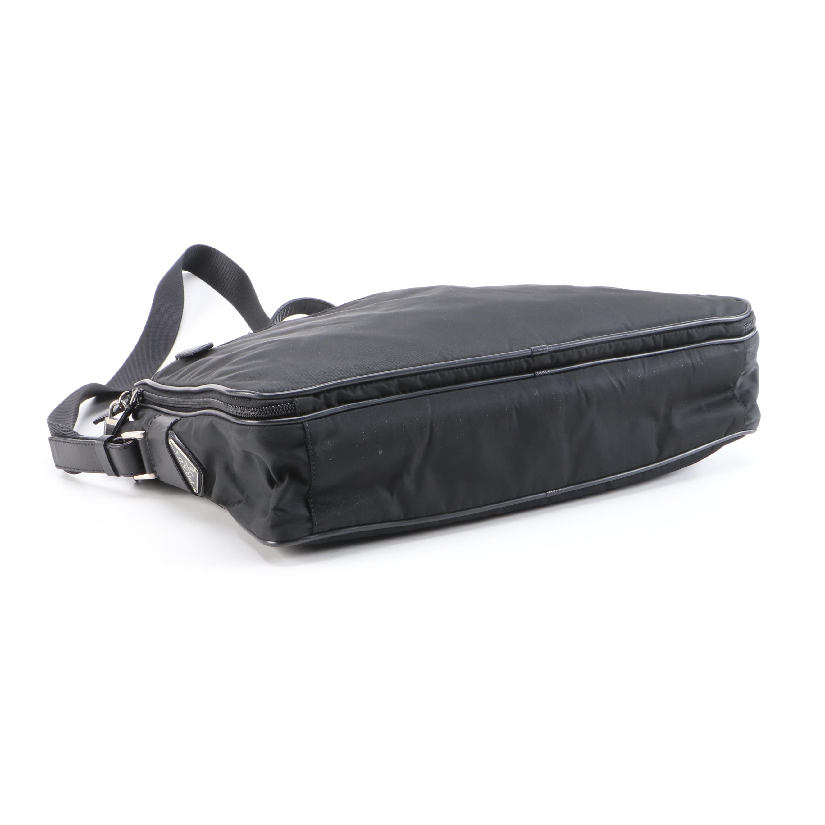 Prada Black Nylon and Saffiano Leather Business Bag