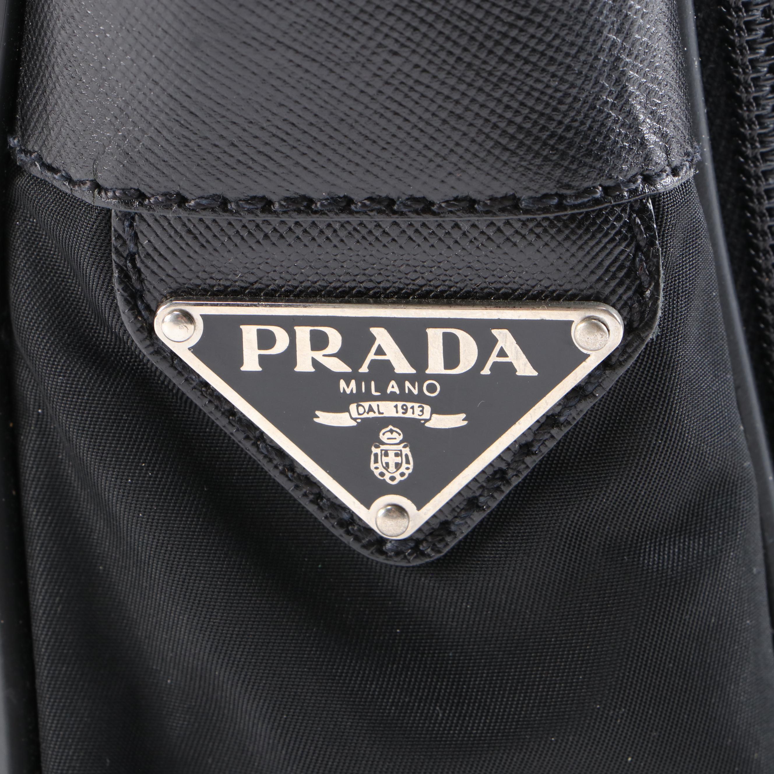 Prada Black Nylon and Saffiano Leather Business Bag