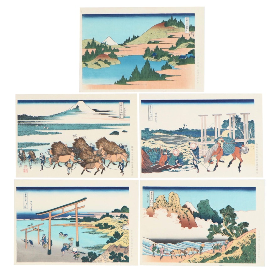 Woodblocks after Katsushika Hokusai from "Thirty-Six Views of Mount Fuji"