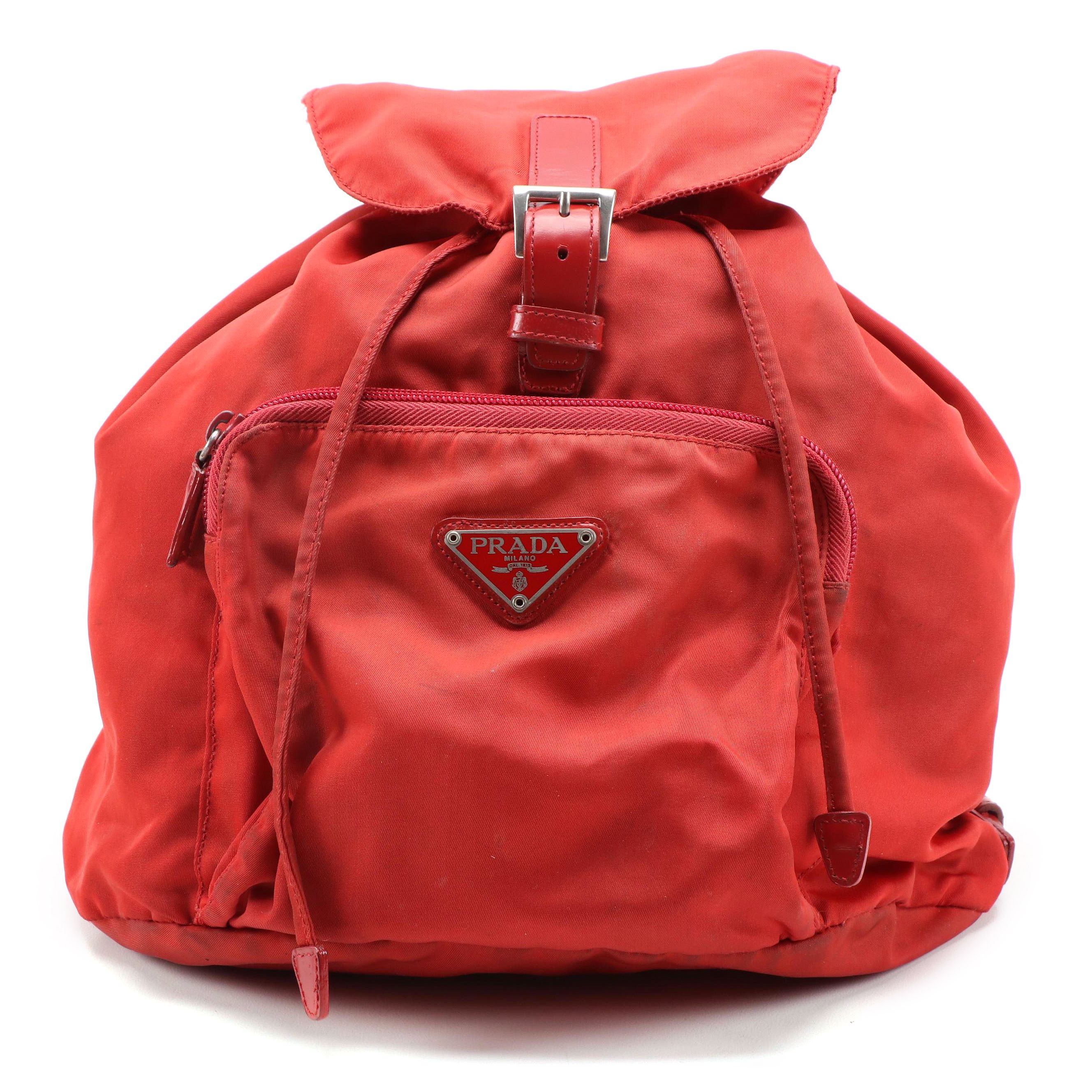 Prada Red Tessuto Nylon Backpack Purse