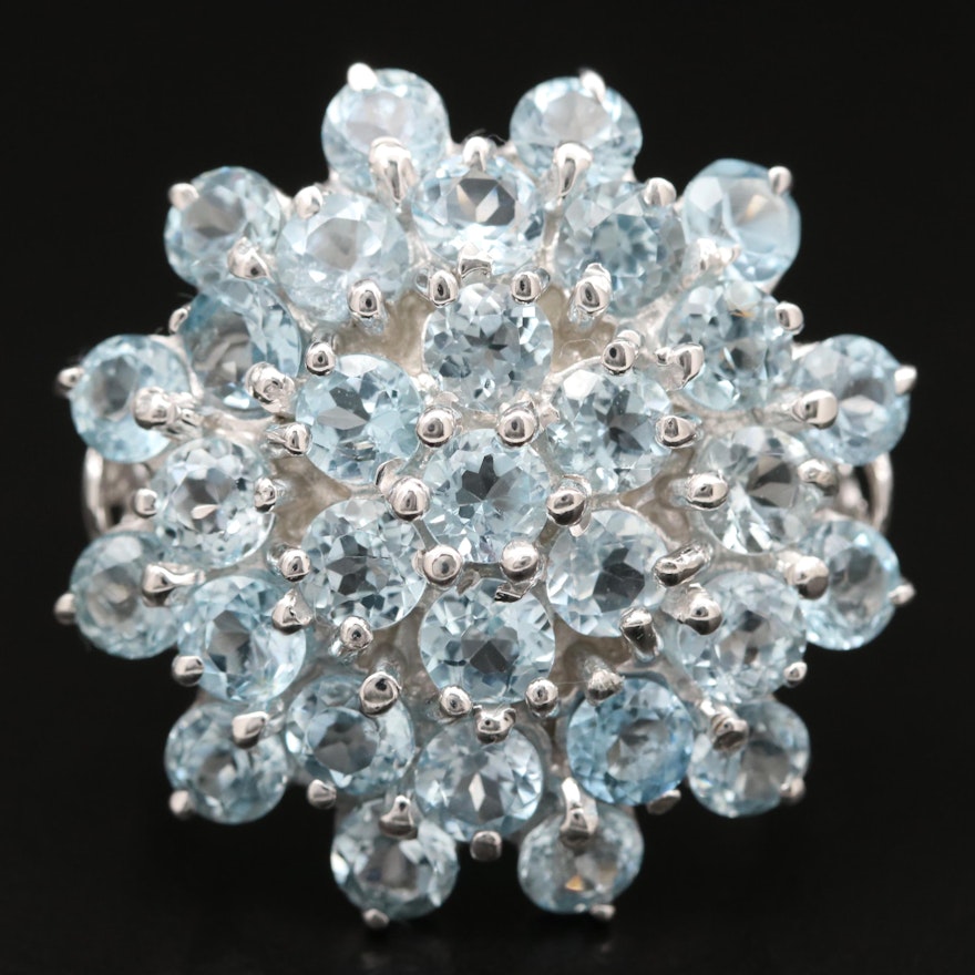 Sterling Topaz Cluster Ring