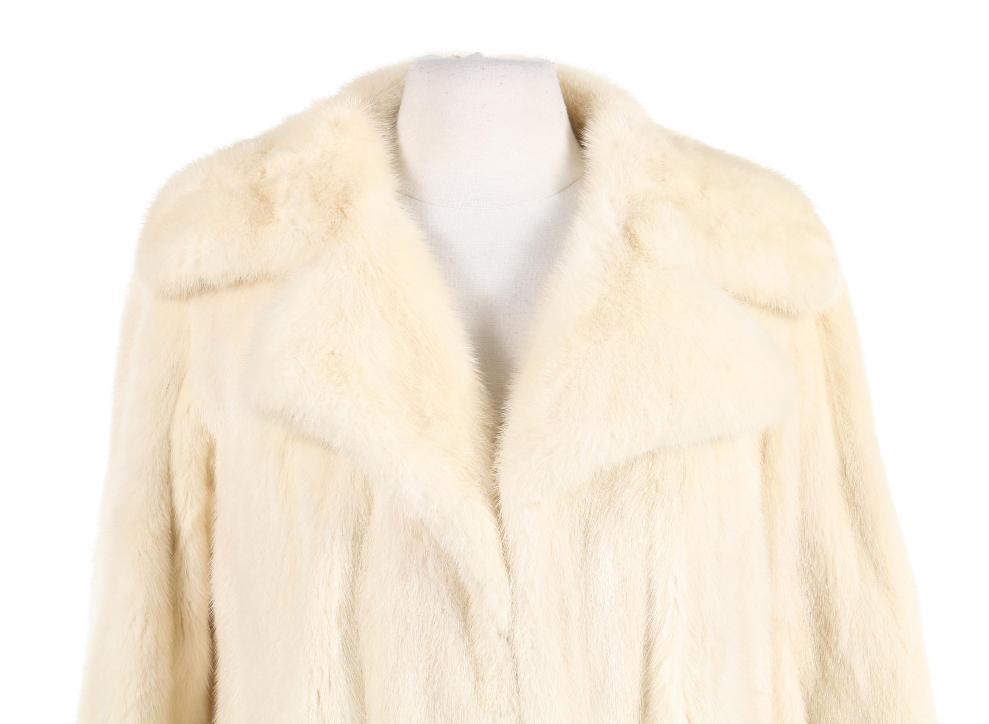 Donald Brooks Platinum Mink Fur Swing Coat with Wide Notched Collar