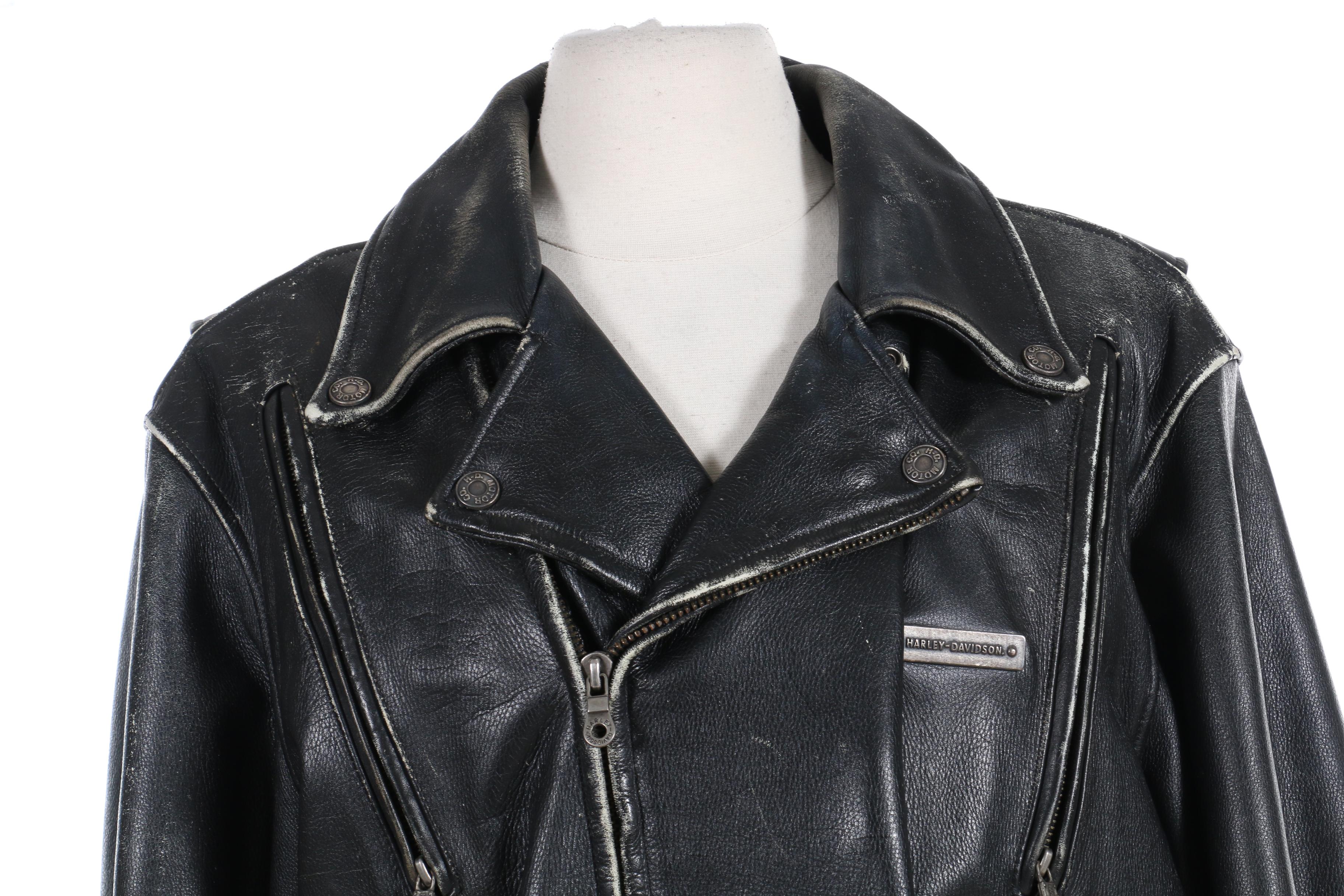 Men's Harley-Davidson Distressed Leather Motorcycle Jacket with Metal Back Logo