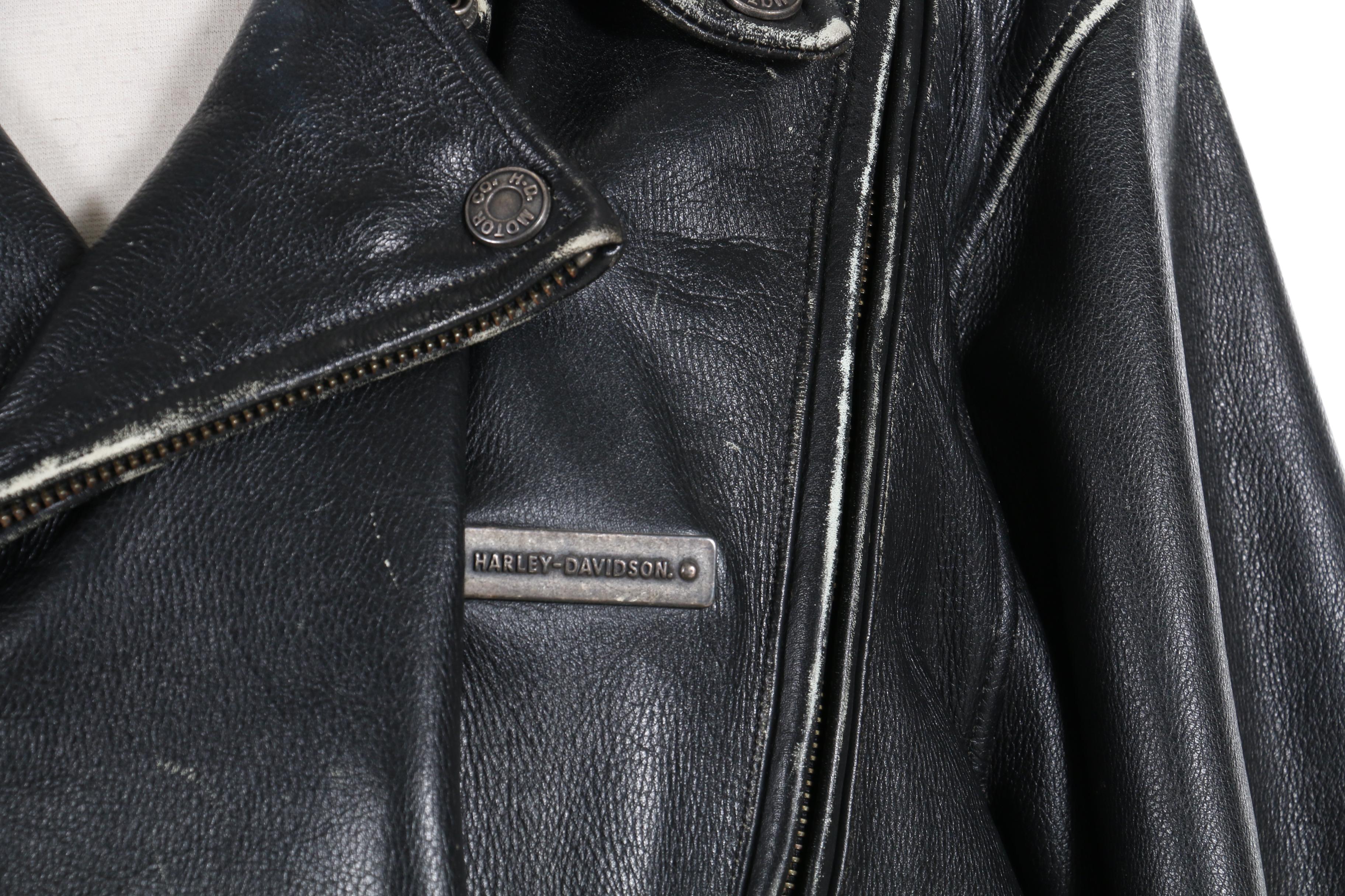 Men's Harley-Davidson Distressed Leather Motorcycle Jacket with Metal Back Logo