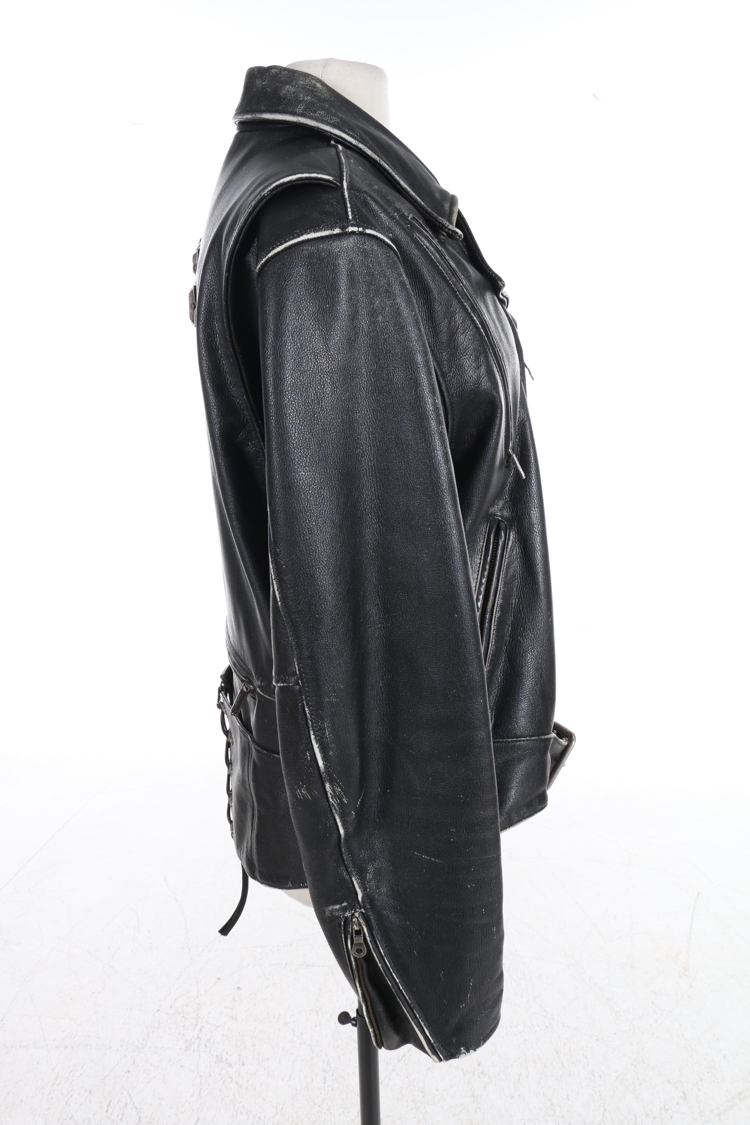 Men's Harley-Davidson Distressed Leather Motorcycle Jacket with Metal Back Logo