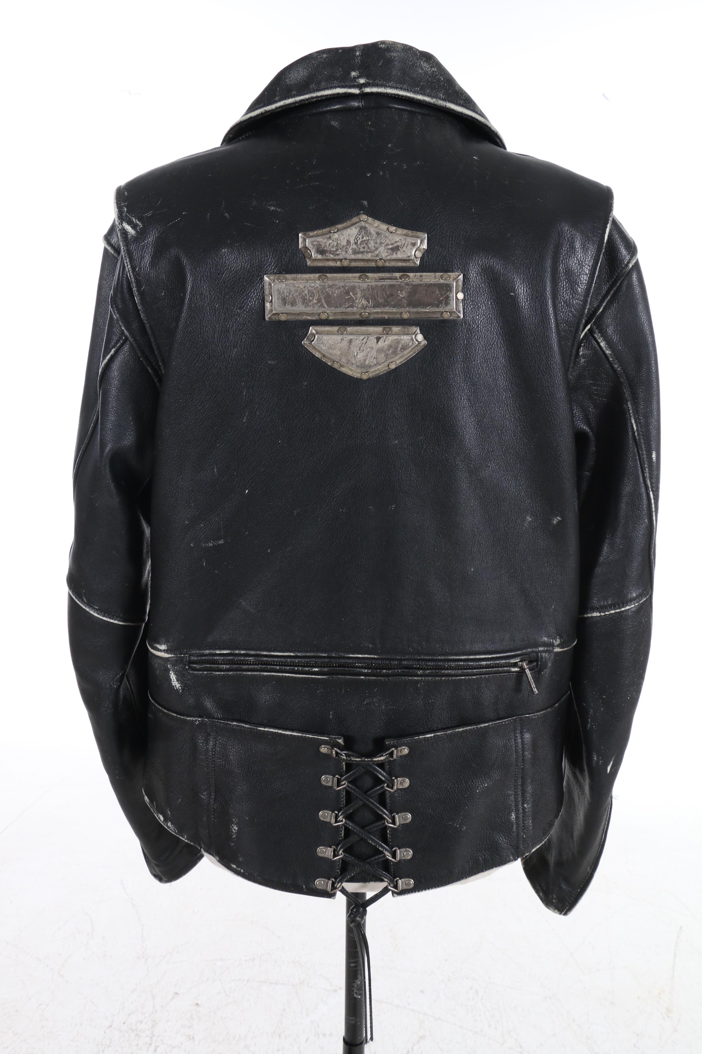 Men's Harley-Davidson Distressed Leather Motorcycle Jacket with Metal Back Logo