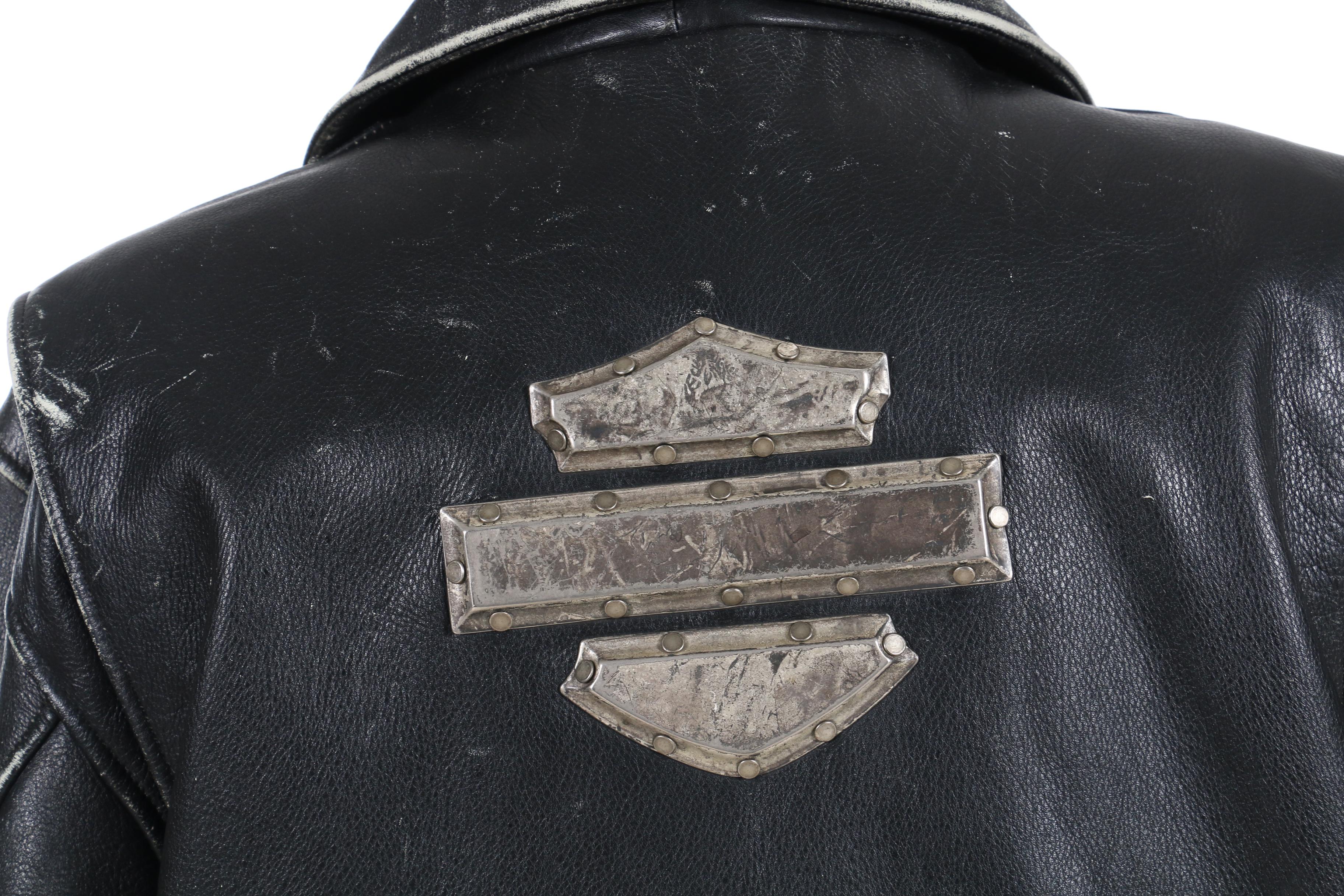 Men's Harley-Davidson Distressed Leather Motorcycle Jacket with Metal Back Logo