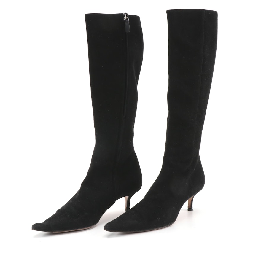 Emma Hope Knee-High Boots in Black Suede