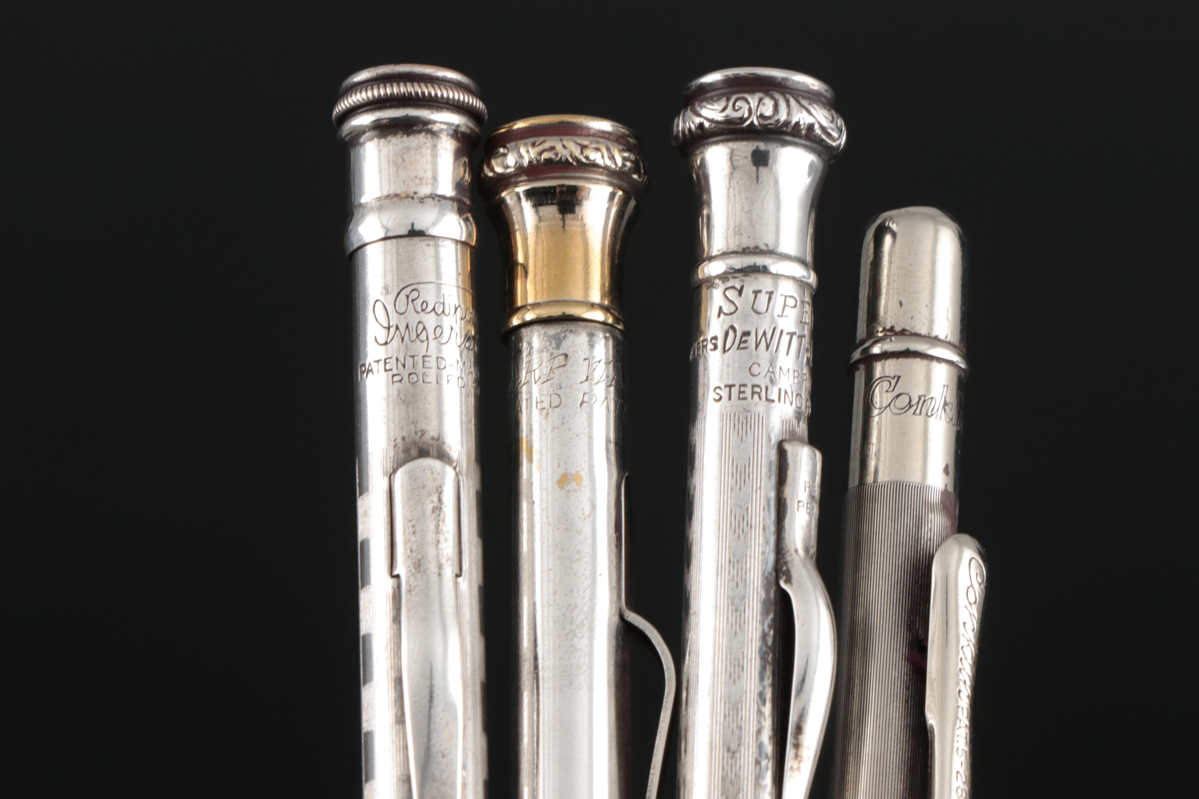 Sterling Silver Plated Mechanical Pencils with Morton's Salt Advertising Clip