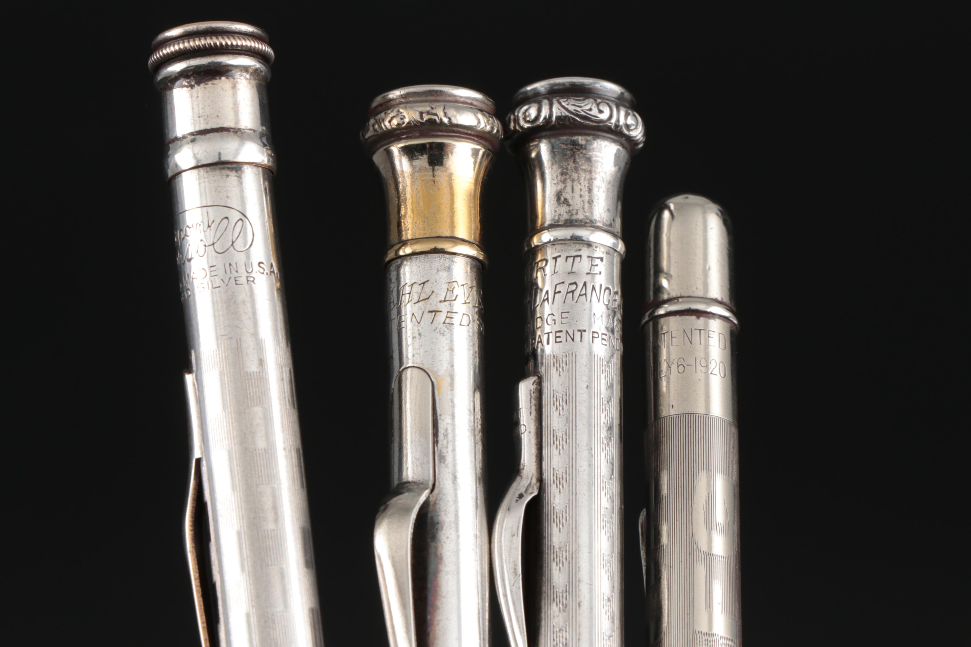 Sterling Silver Plated Mechanical Pencils with Morton's Salt Advertising Clip