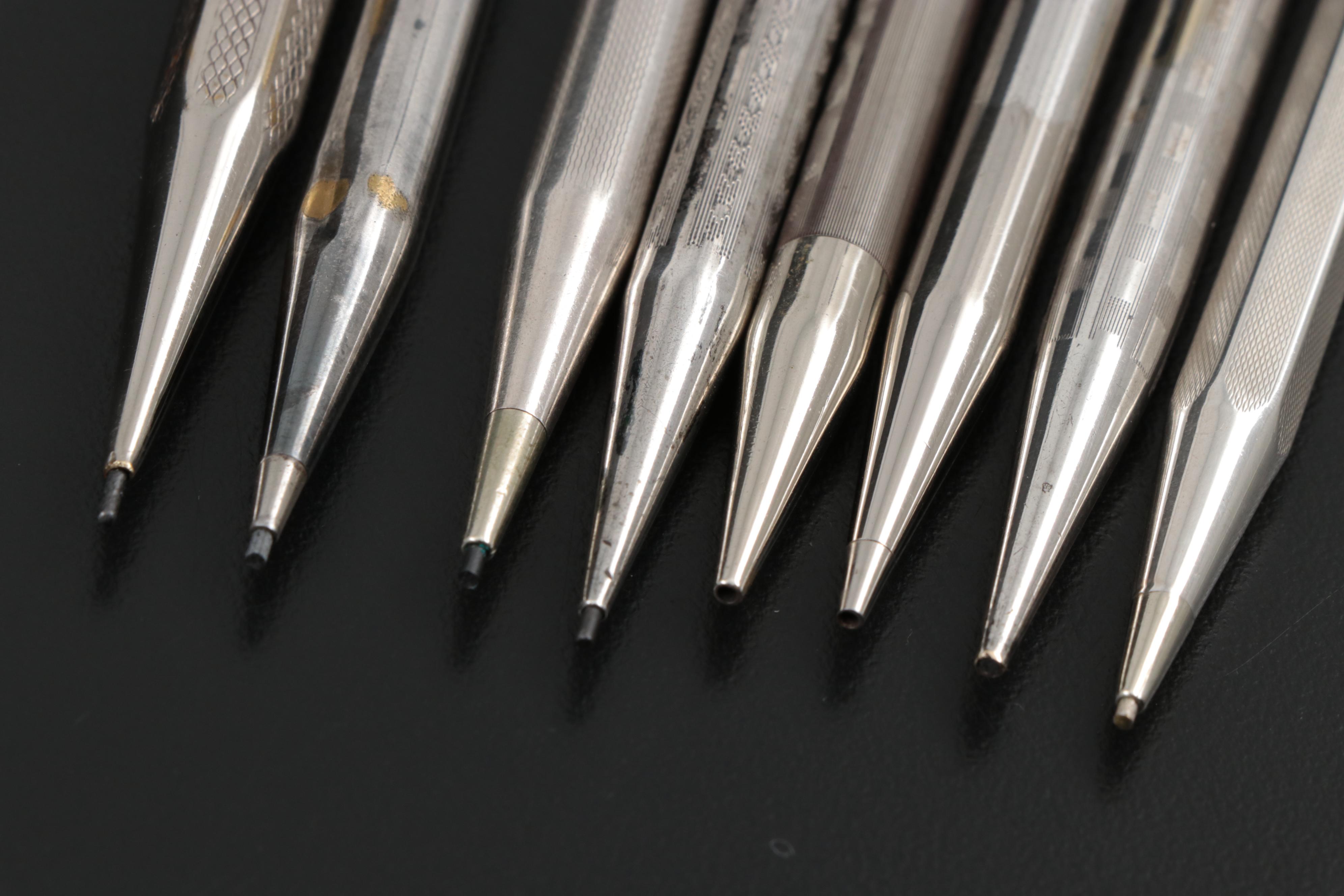 Sterling Silver Plated Mechanical Pencils with Morton's Salt Advertising Clip