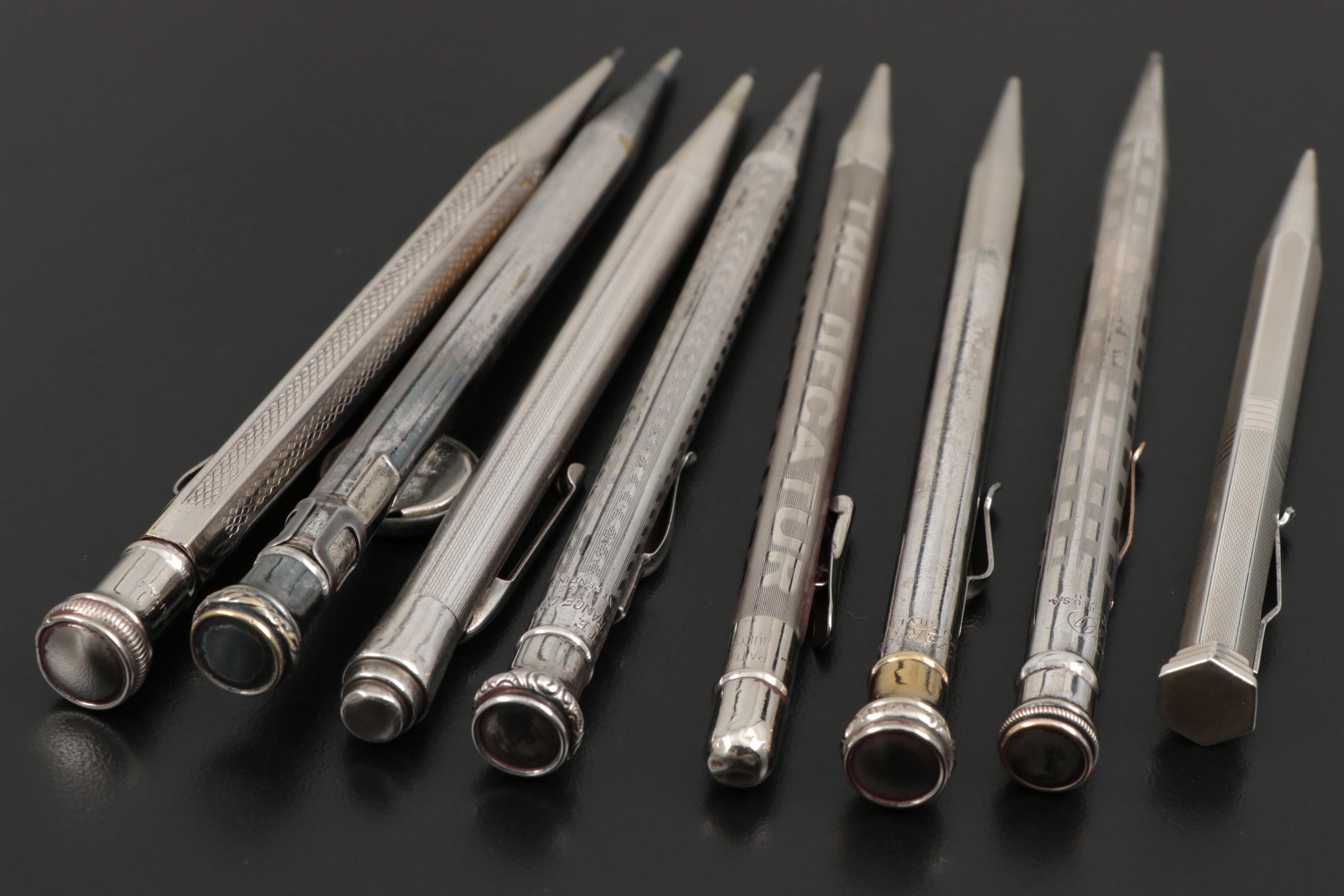 Sterling Silver Plated Mechanical Pencils with Morton's Salt Advertising Clip