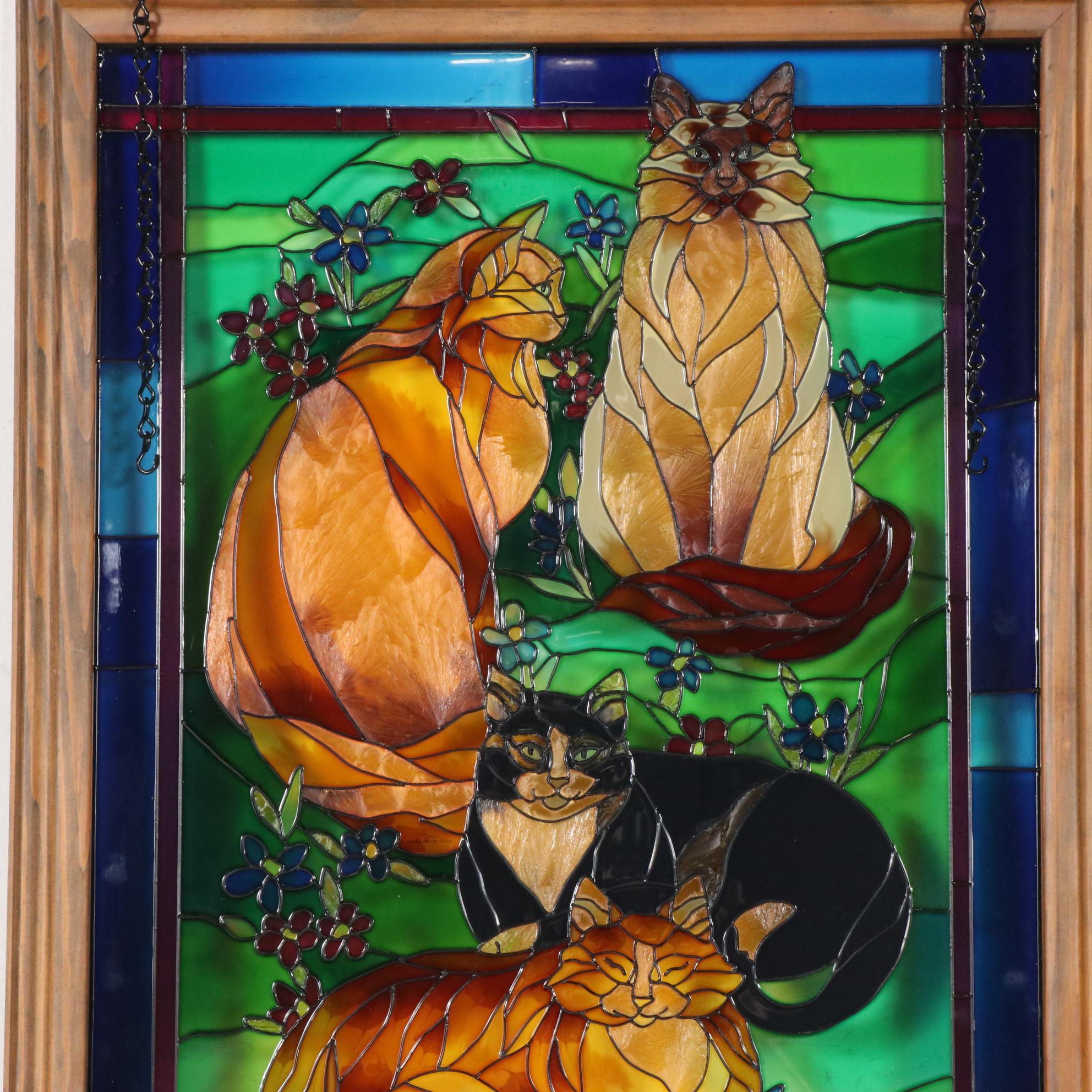 Handmade Stained Glass Hanging Panel - 20" X 34", Tiffany Style, Copper Foil, Vibrant Colors, Decorative Window Art