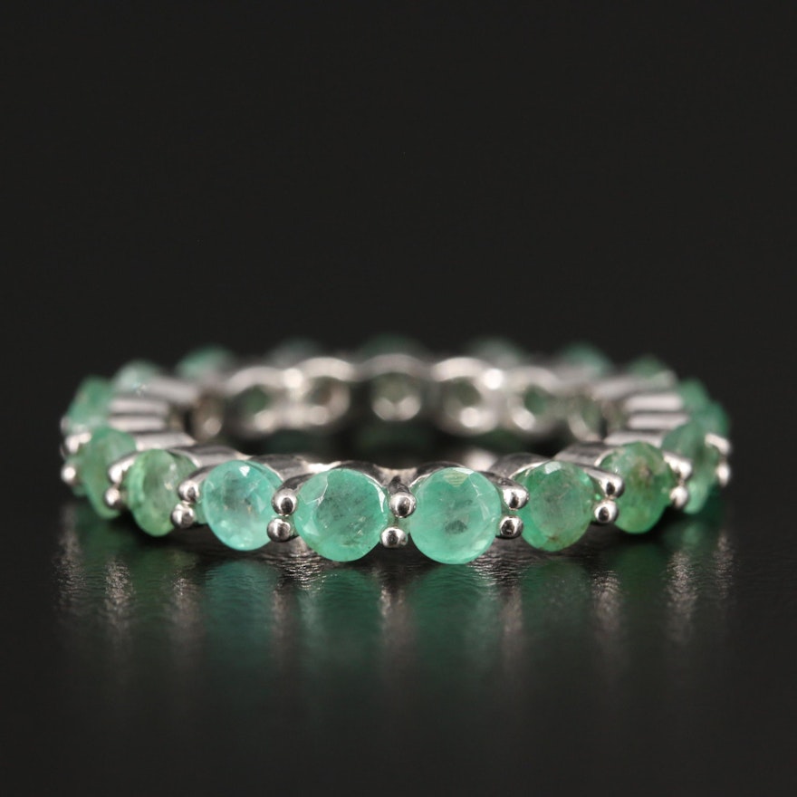 Sterling Silver Emerald Eternity Band