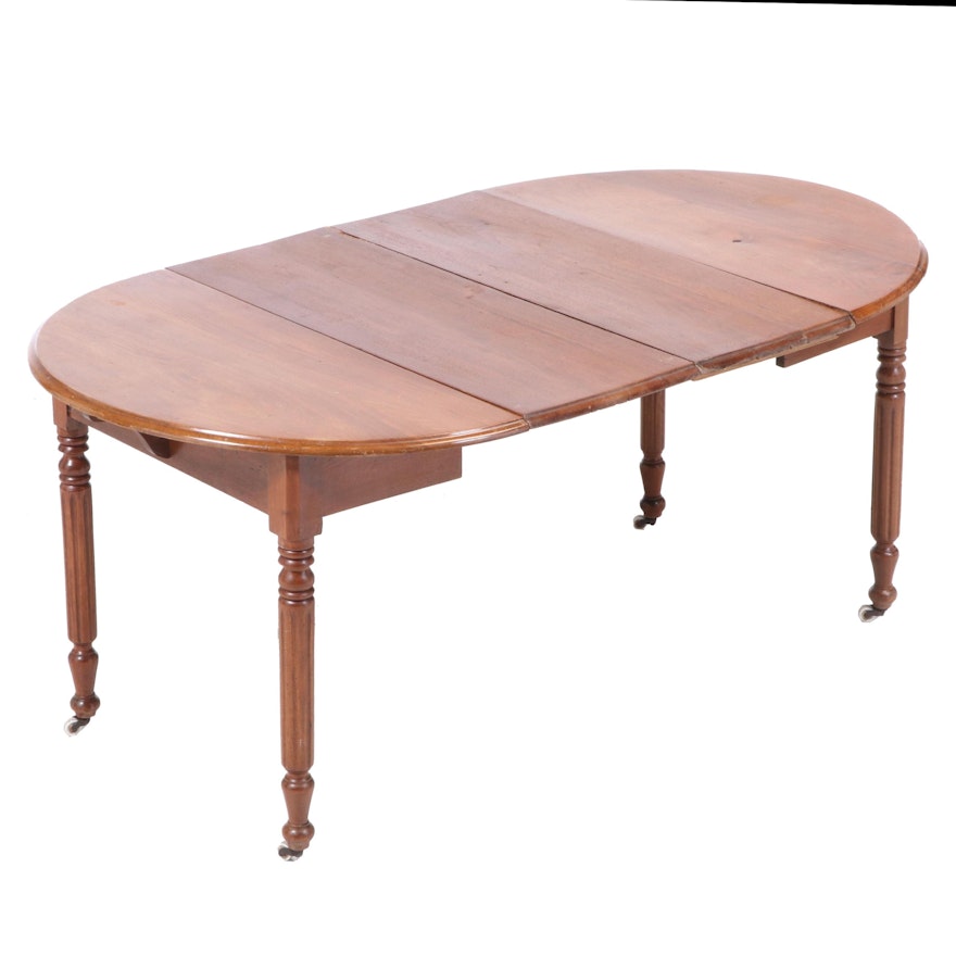 Walnut Expansion Dining Table on Casters, circa 1910