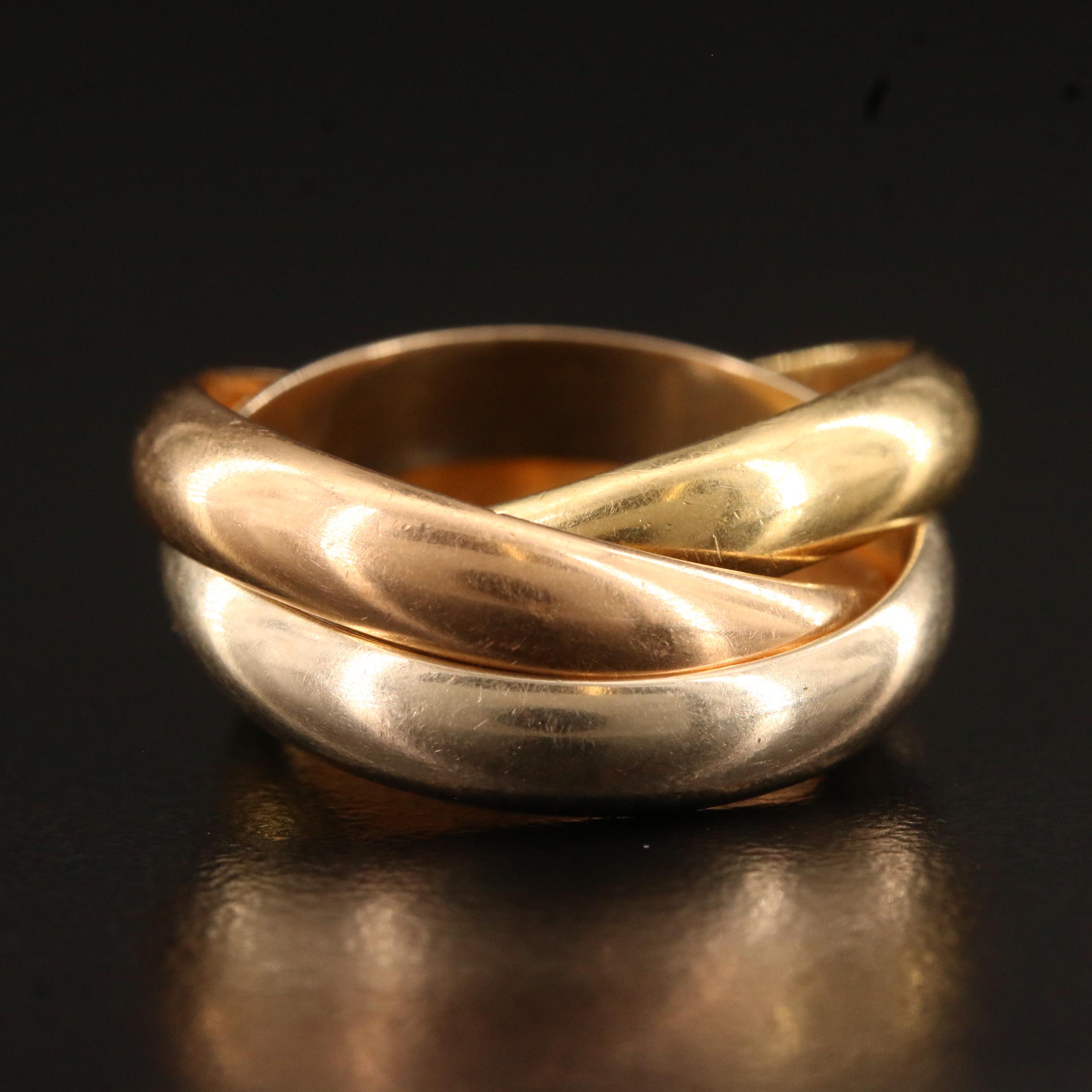 Cartier 18K Tri-Color Gold Rolling Ring