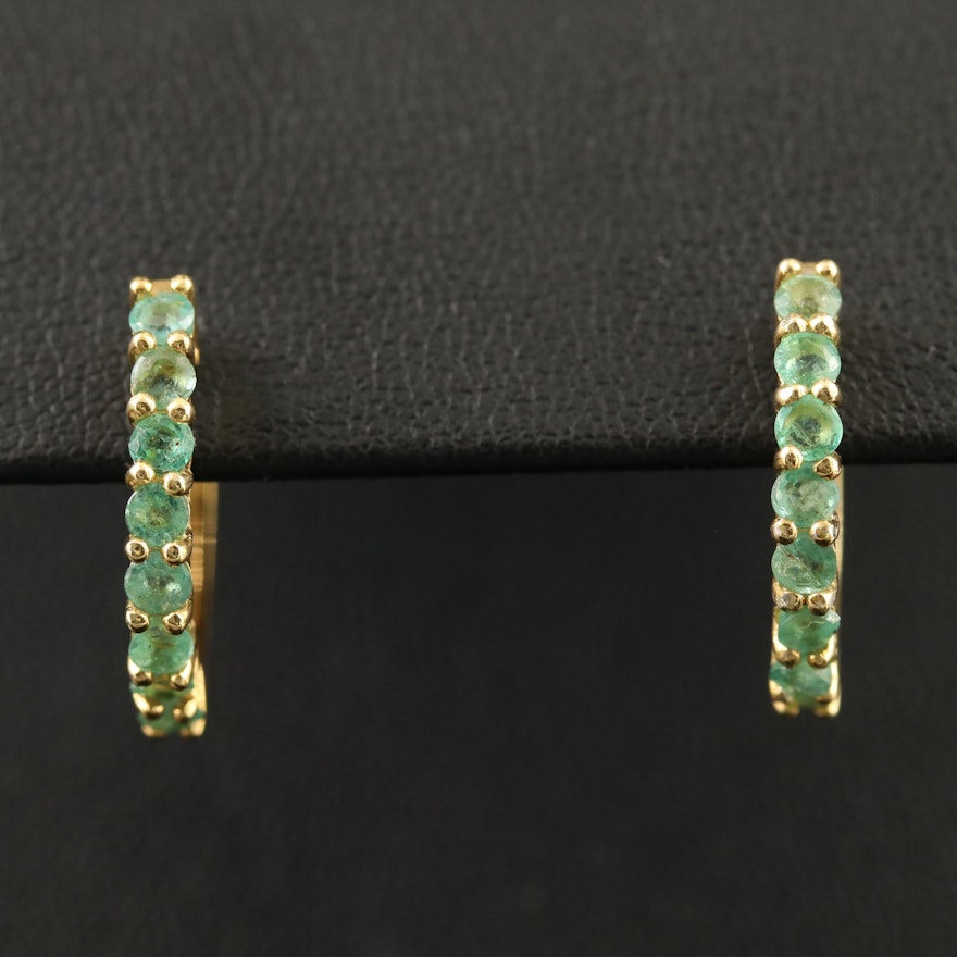 Sterling Emerald Huggie Earrings