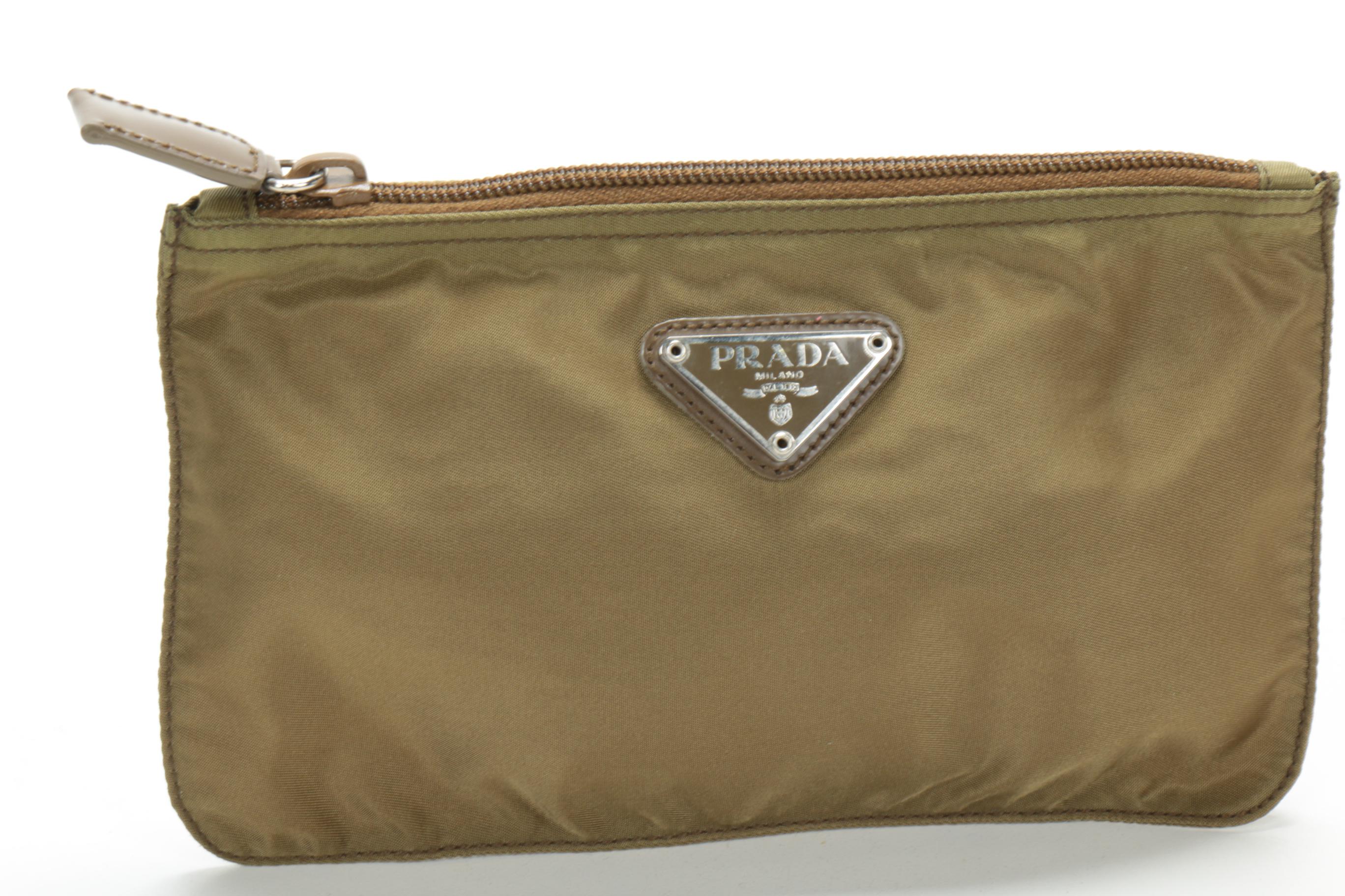 Prada Zip Pouch in Olive Tessuto Nylon