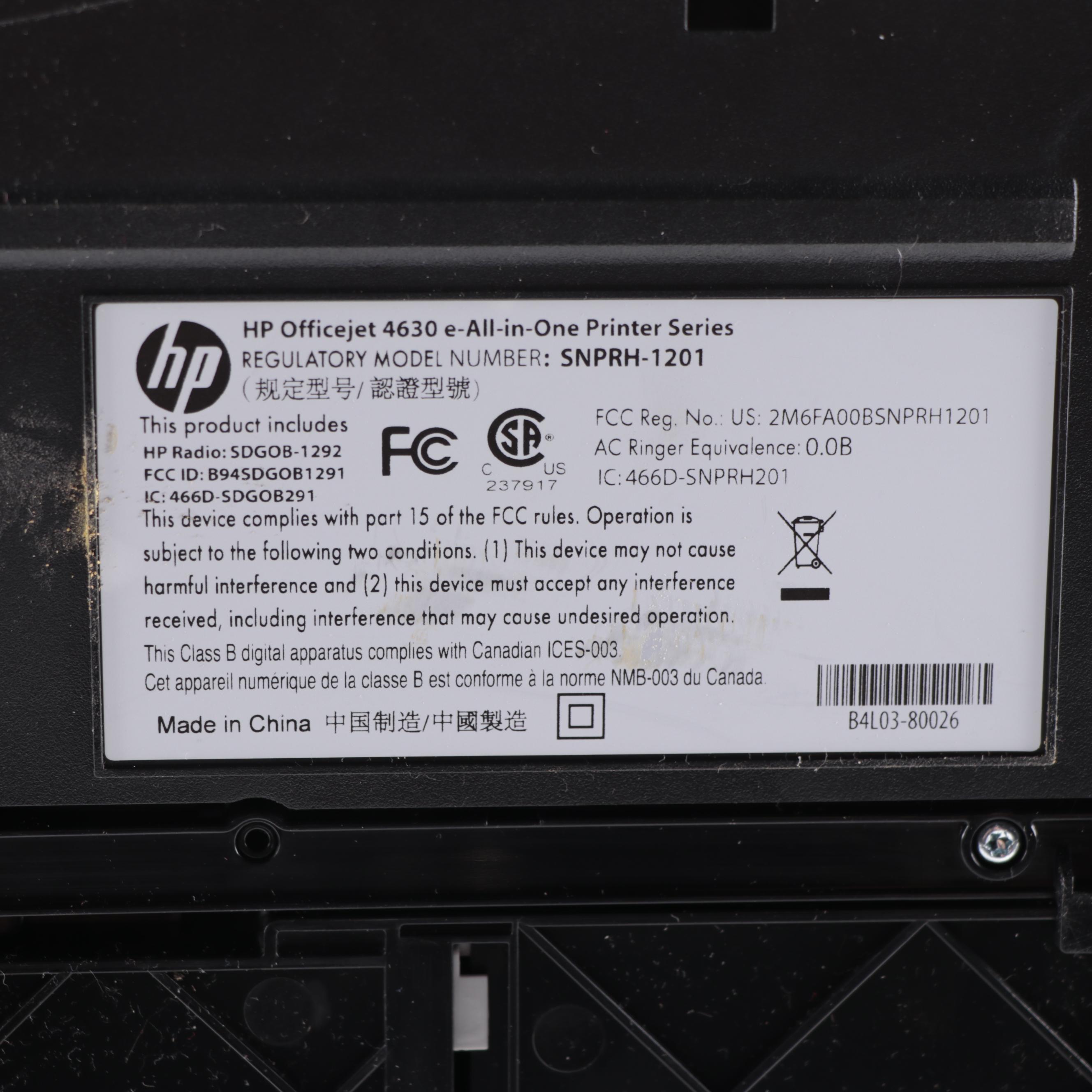 HP Officejet Model 4630 All-in-One Printer, Scanner, Copier and Fax Machine