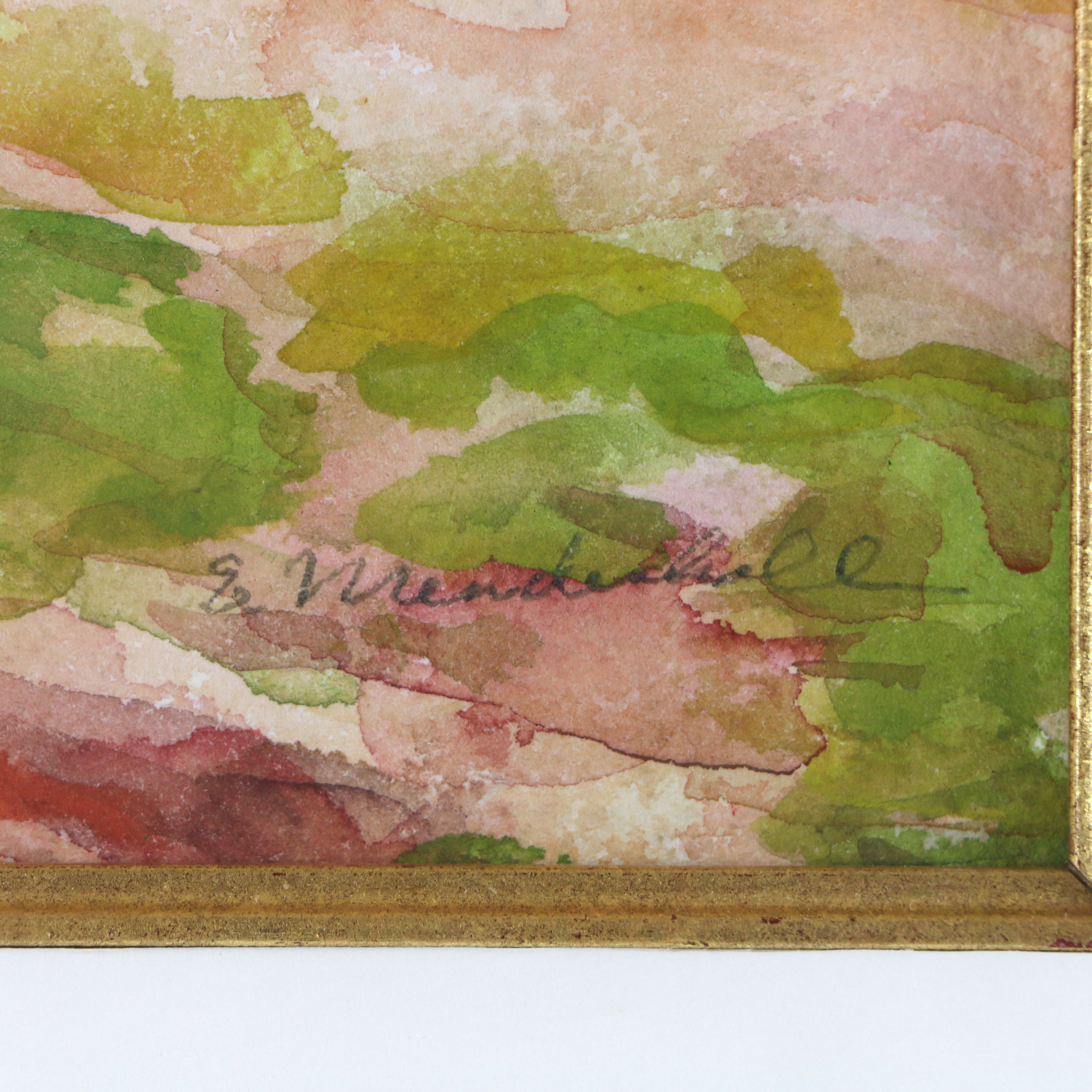 Emma Mendenhall Landscape Watercolor Painting, Early 20th Century