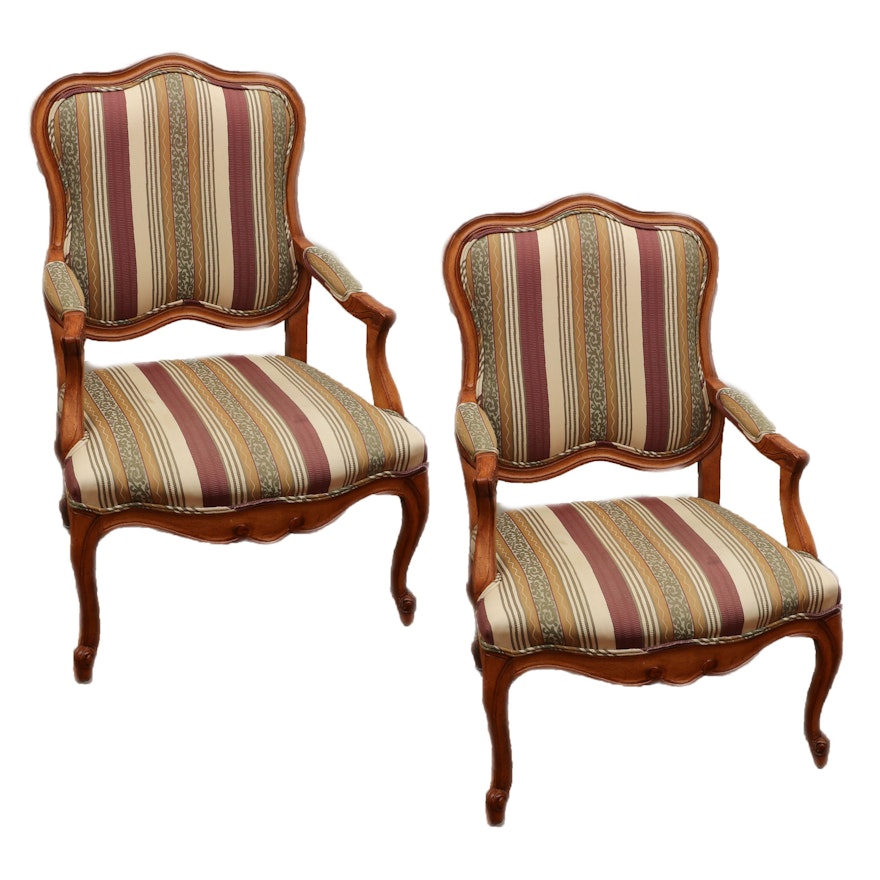 Pair of French Provincial Style Upholstered Fauteuils