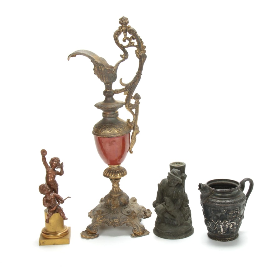 Egyptian Revival Creamer and Other Antique Decorative Objects