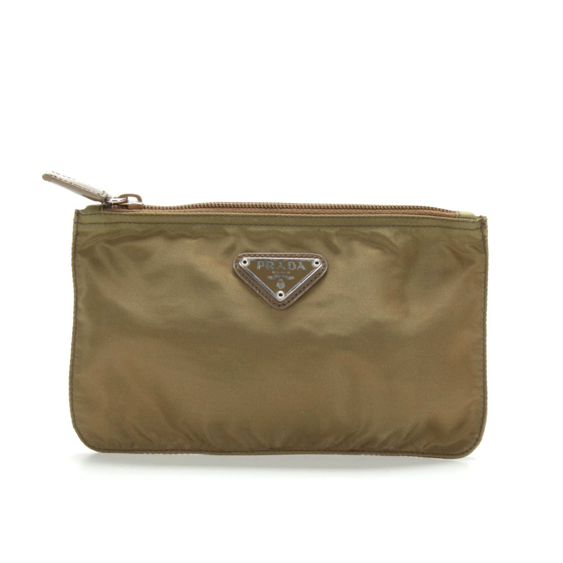Prada Zip Pouch in Olive Tessuto Nylon
