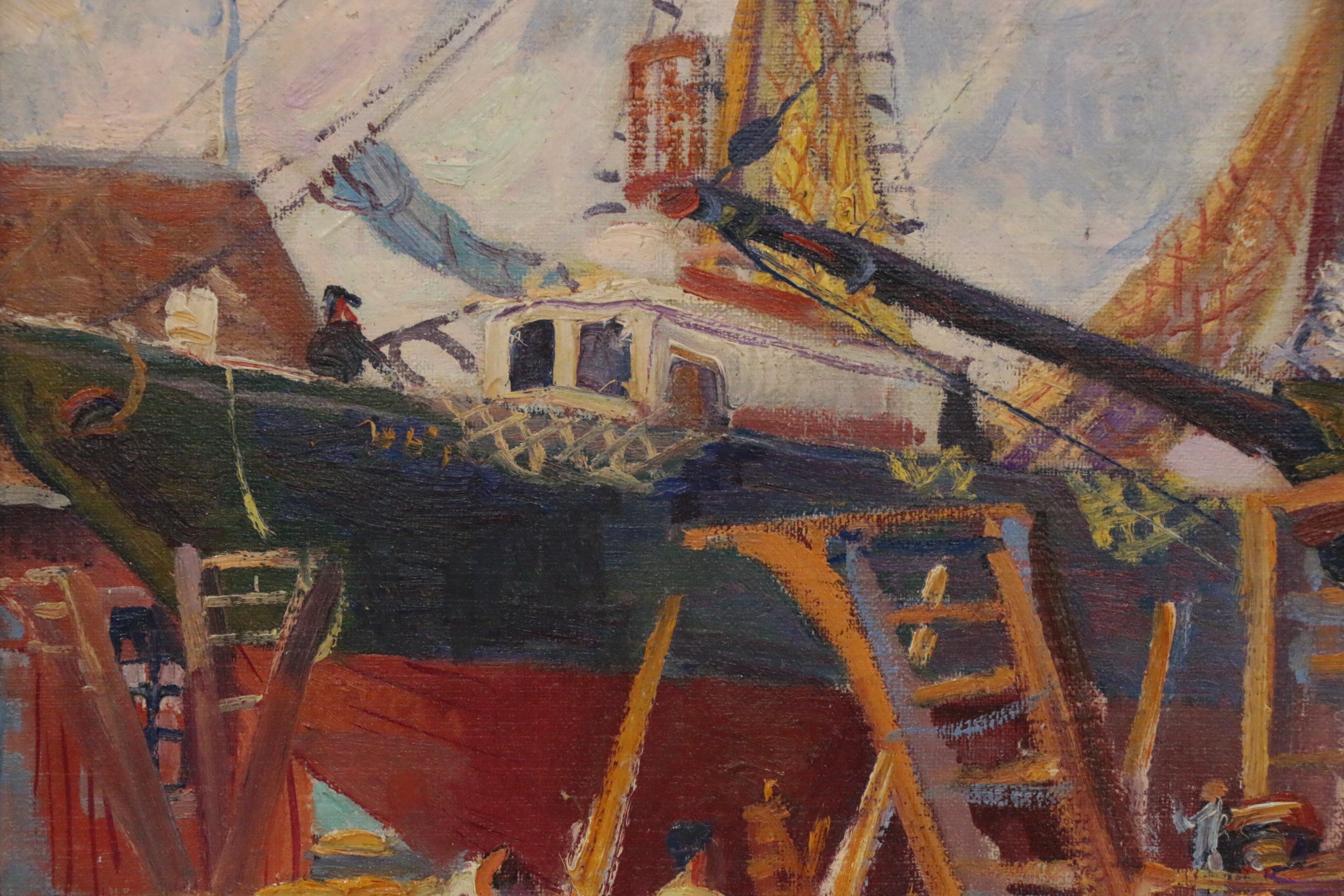 Reginald "Reggie" Leslie Grooms Oil Painting "On The Ways," 1984