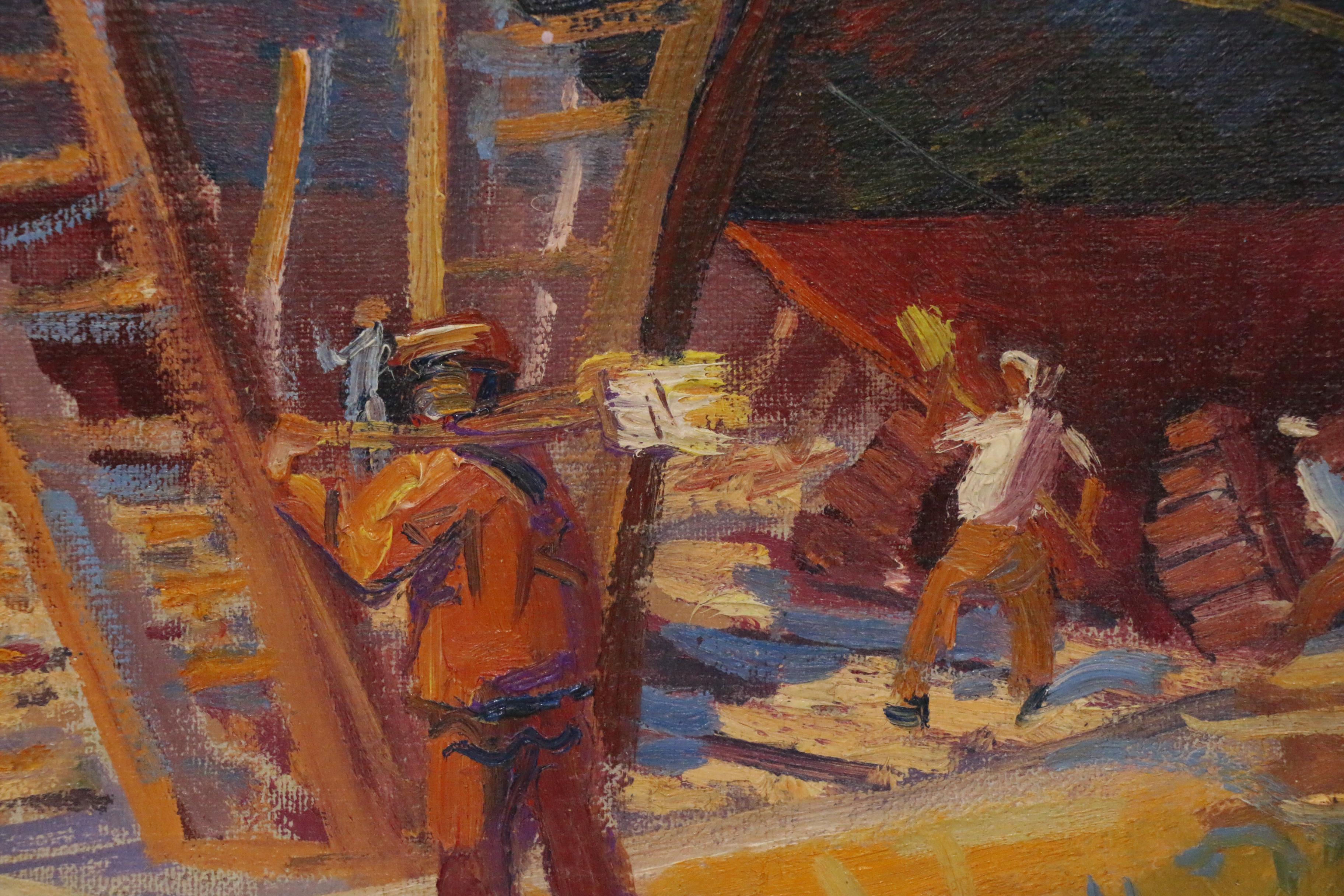 Reginald "Reggie" Leslie Grooms Oil Painting "On The Ways," 1984