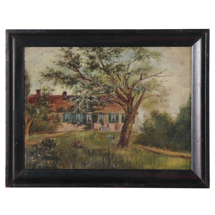Oil Painting of a Rural House, Early 20th Century