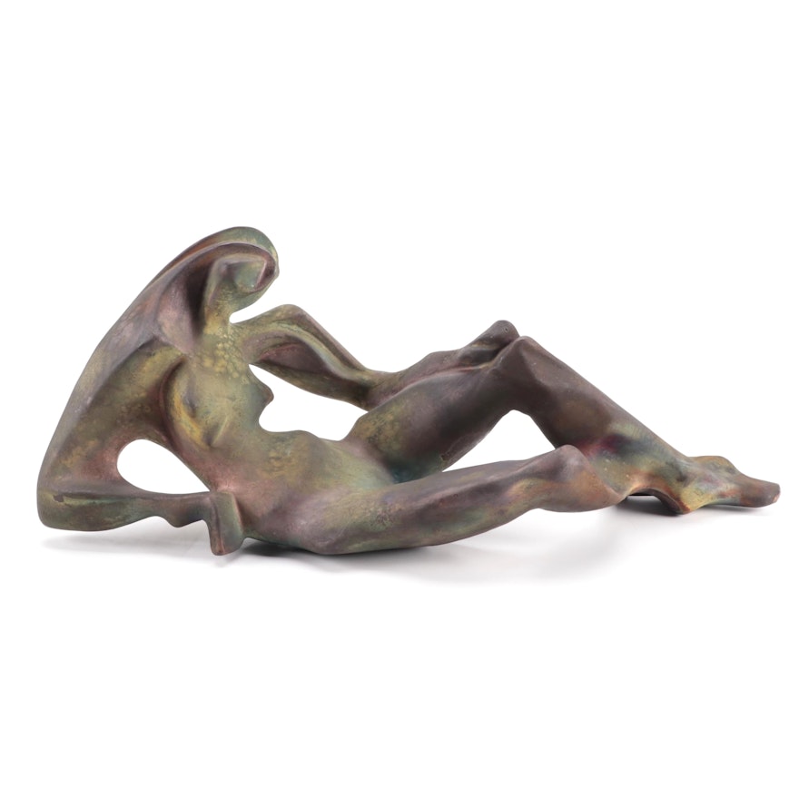 George Tudzarov "Zaro" Copper Raku Figural Nude Sculpture, 1993