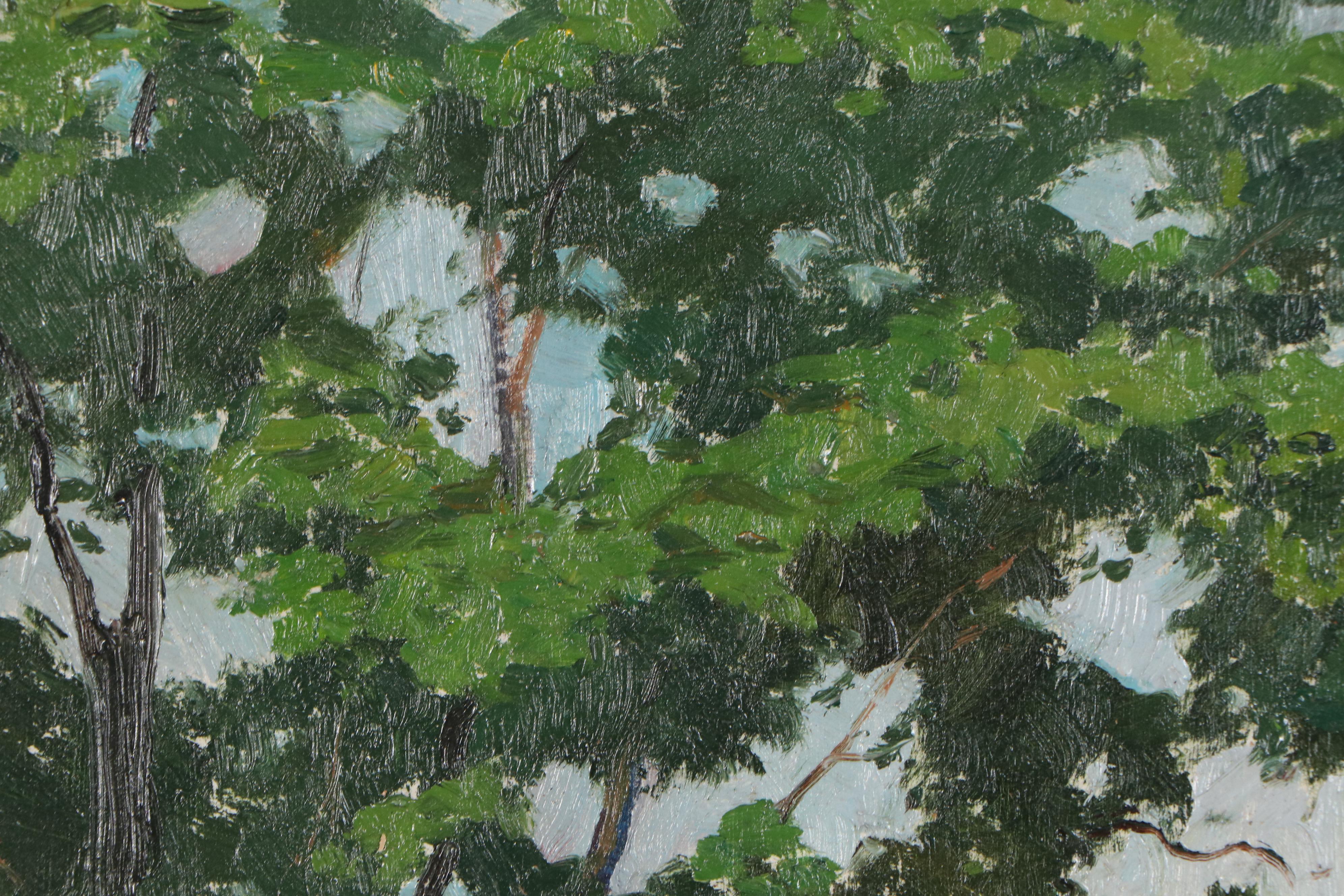 Edmond James Fitzgerald Oil Painting of Residential Scene, Late 20th Century