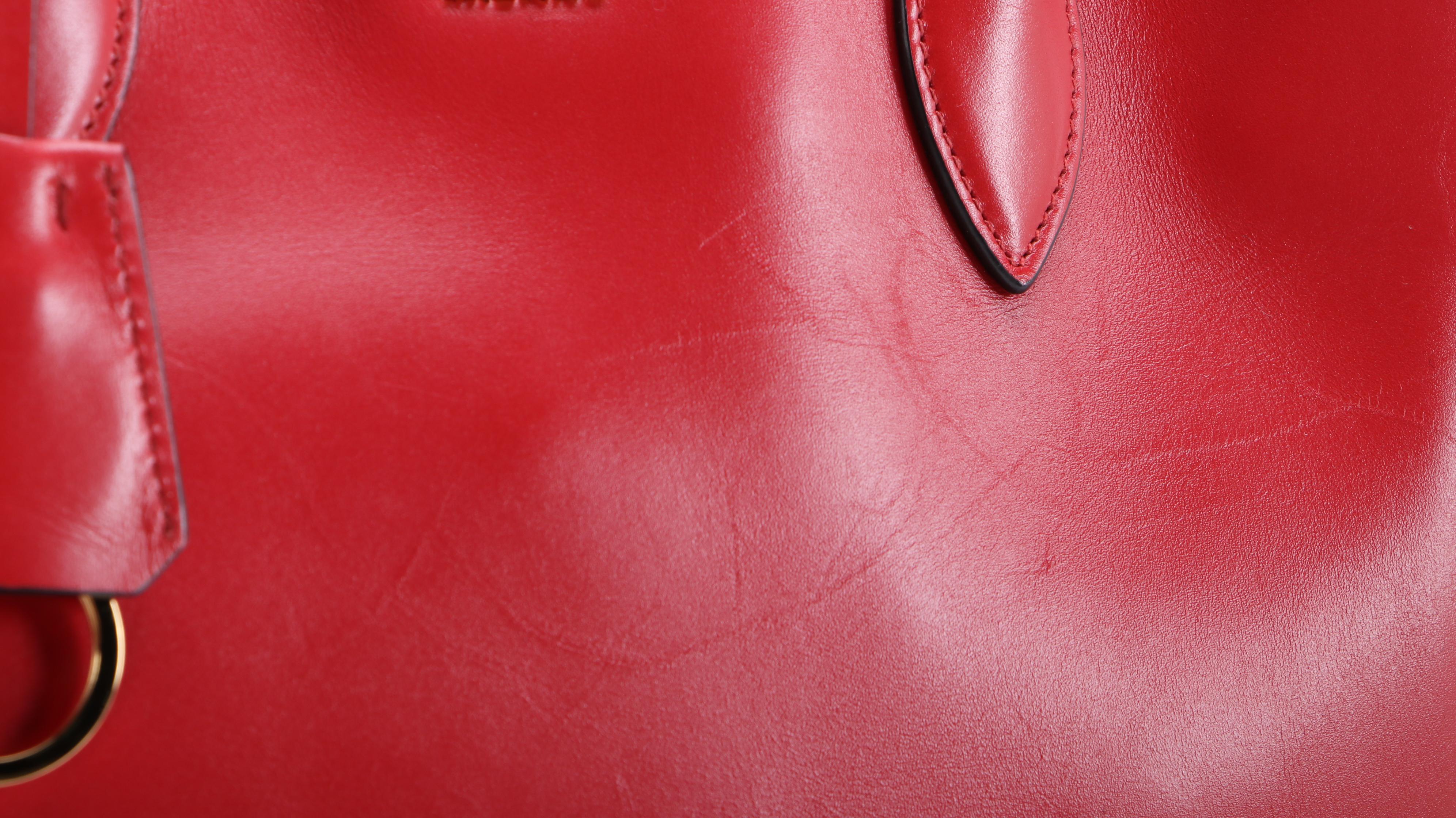 Prada Bibliothèque MM Tote Bag in Fuoco and Nero City Calfskin