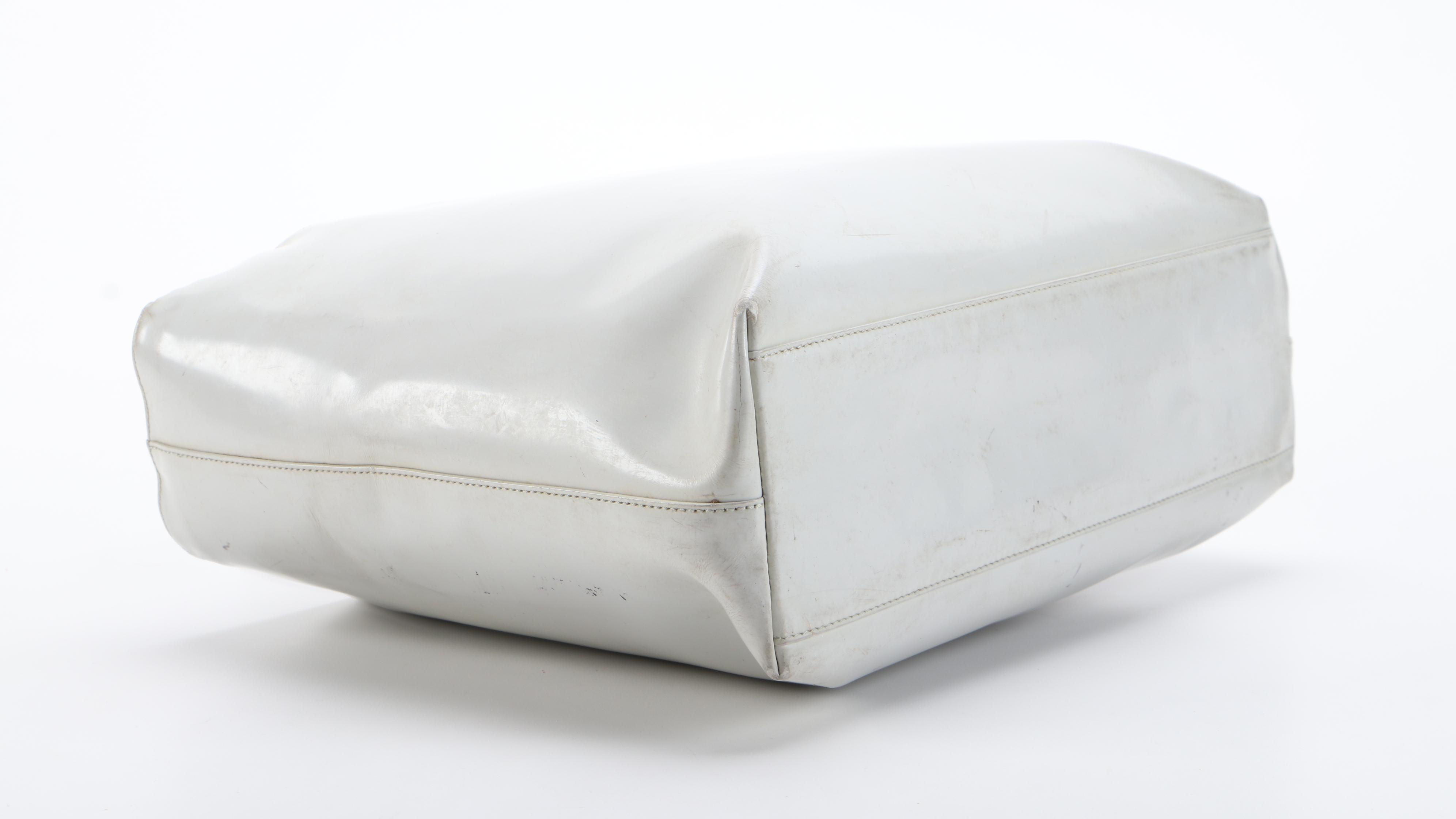 Prada Brushed Leather Tote in Grey with Clear Acrylic Handles