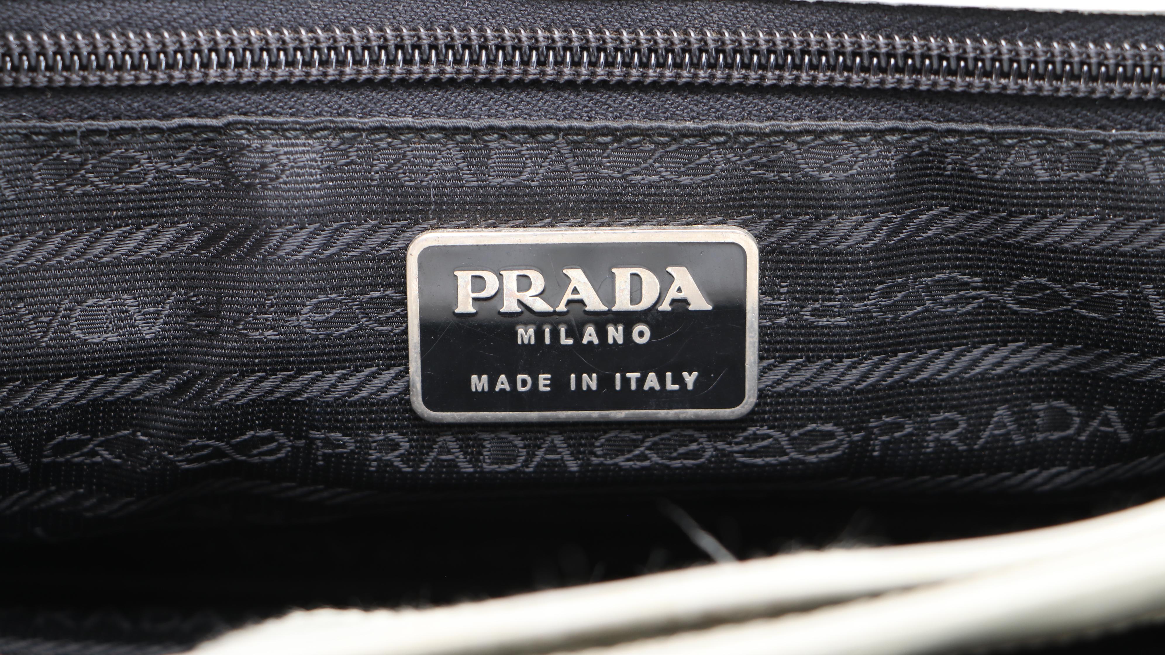 Prada Brushed Leather Tote in Grey with Clear Acrylic Handles