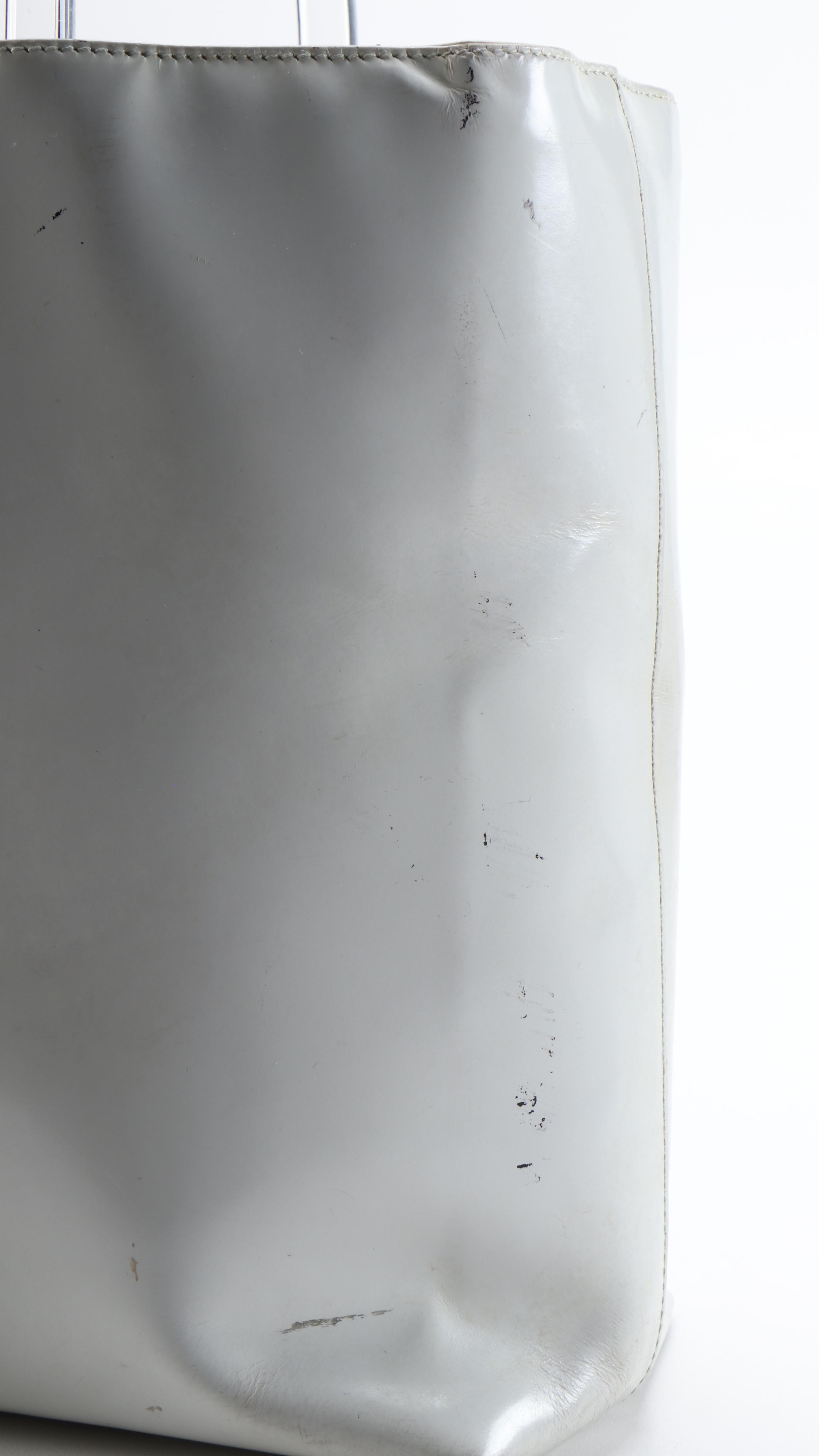 Prada Brushed Leather Tote in Grey with Clear Acrylic Handles