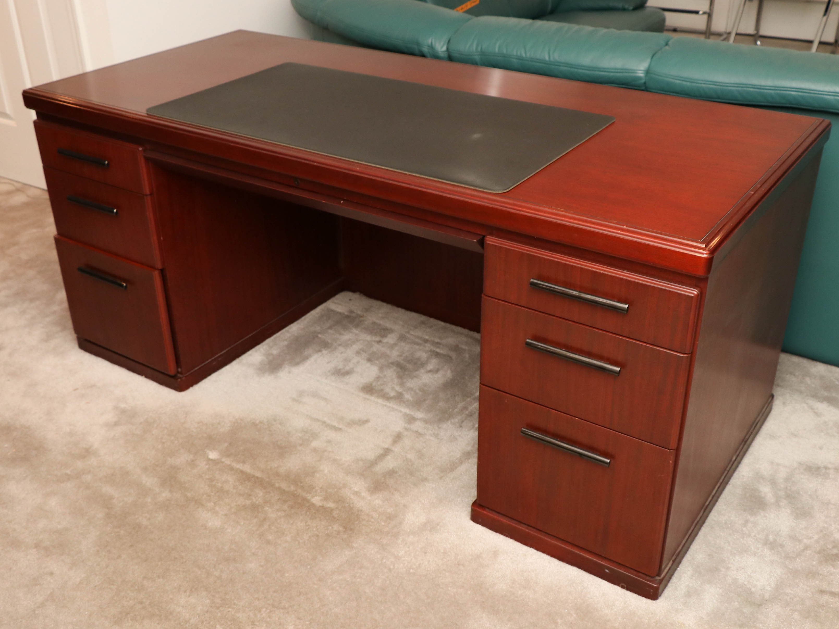 Kimball Modern Wood Executive Desk in Cherry Finish, Late 20th Century