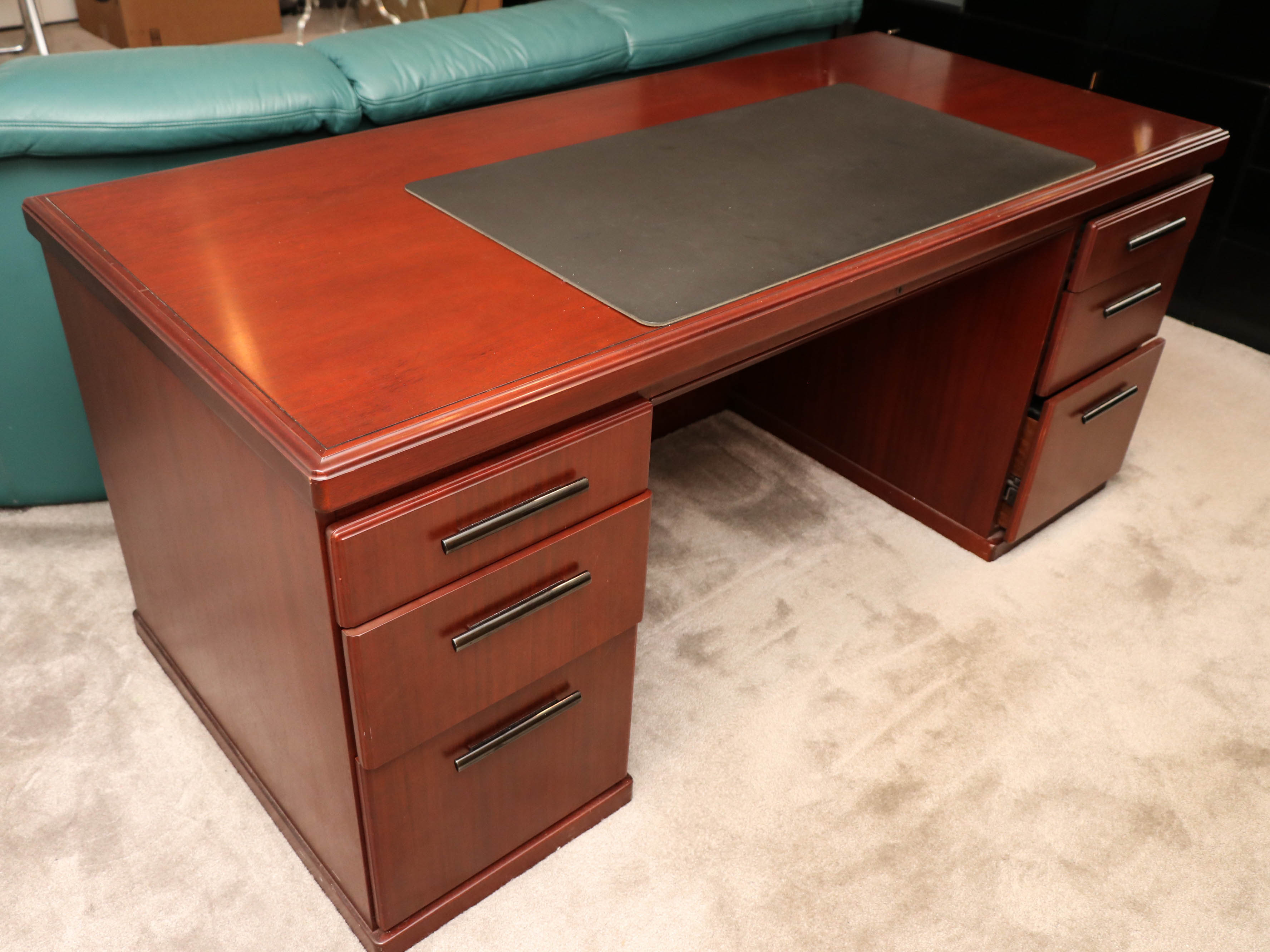 Kimball Modern Wood Executive Desk in Cherry Finish, Late 20th Century